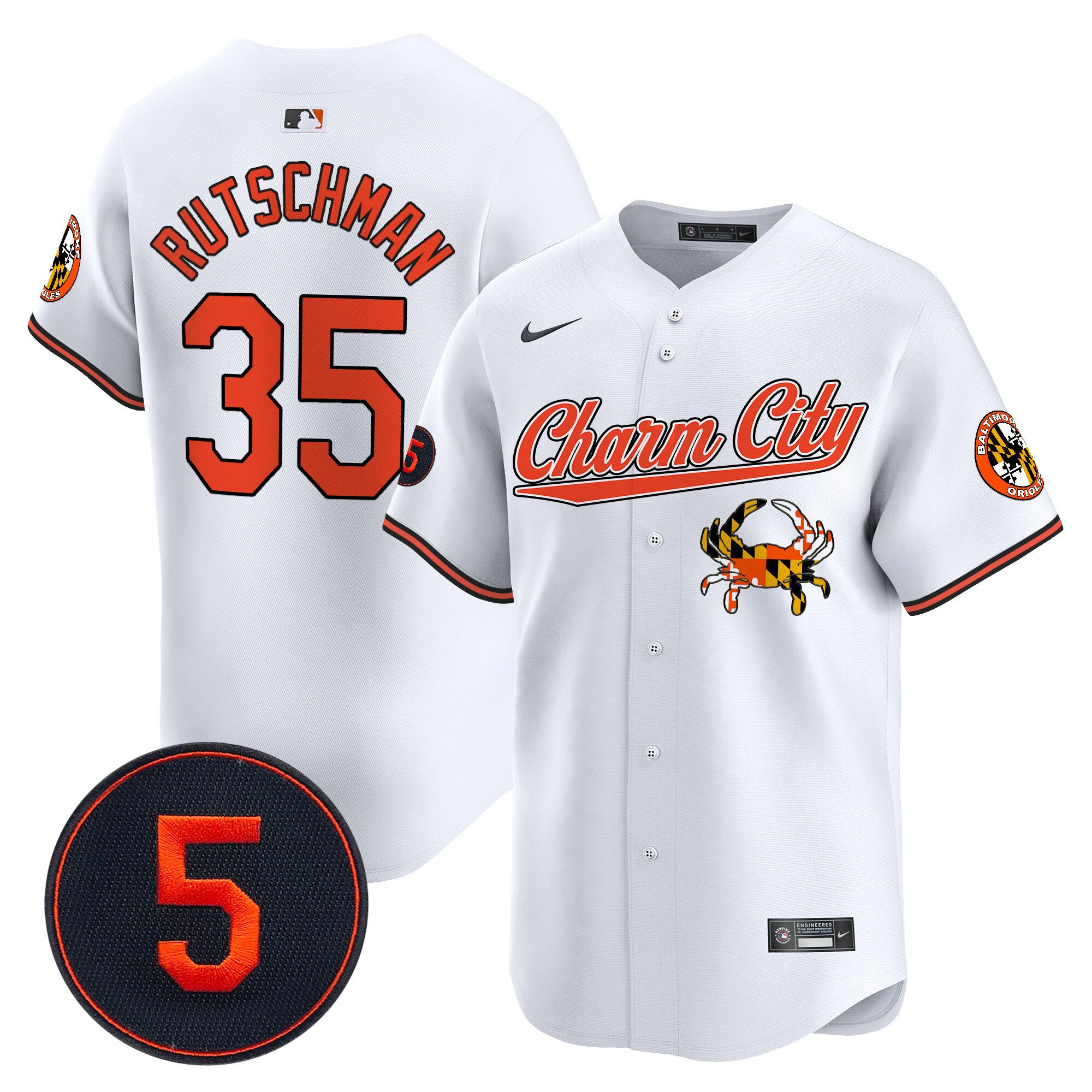 Men's Adley Rutschman Baltimore Orioles Robinson Patch Vapor Premier Limited White Jersey V8 - All Stitched