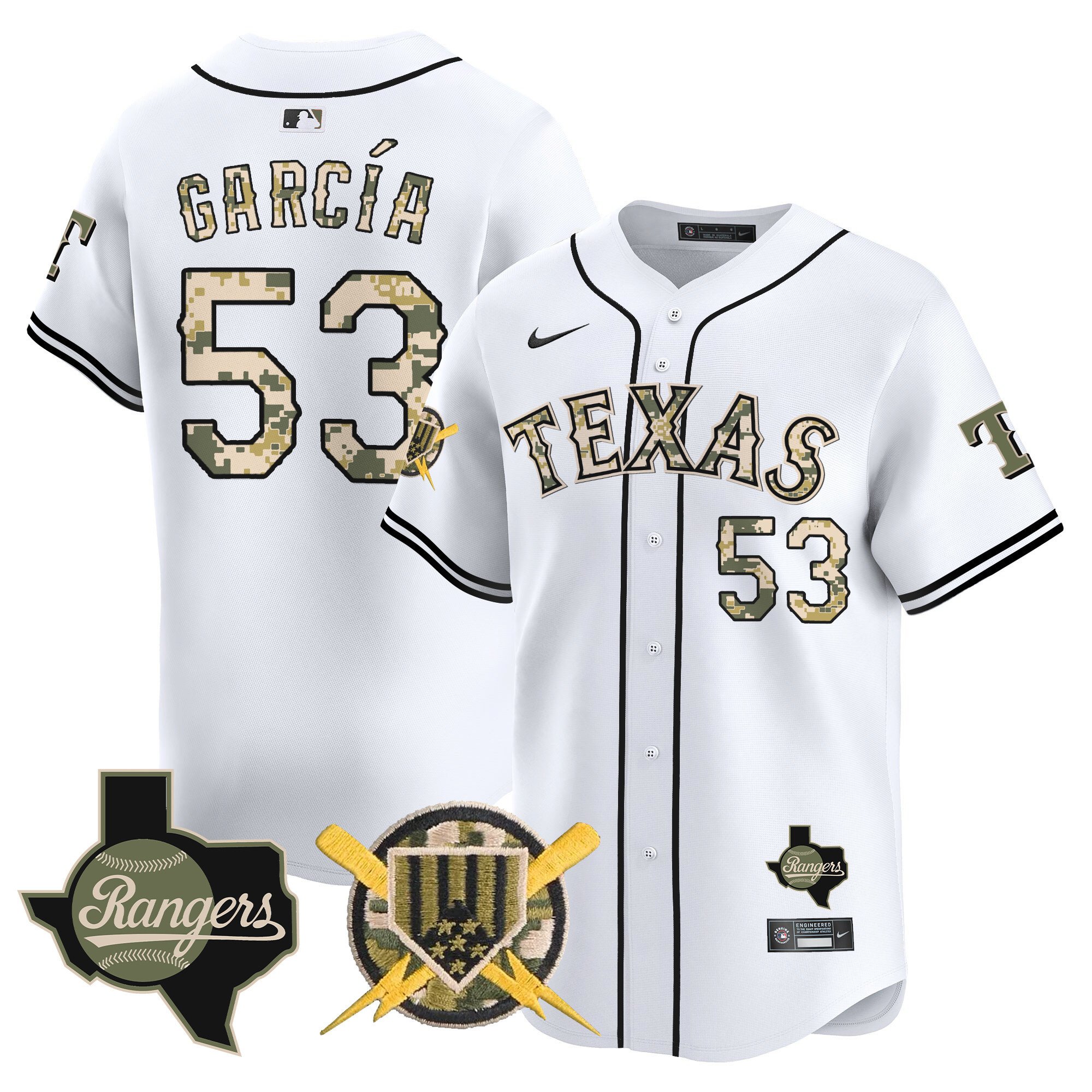 Men's Adolis Garcia Texas Rangers Armed Forces Day Vapor Premier Limited White Jersey - All Stitched