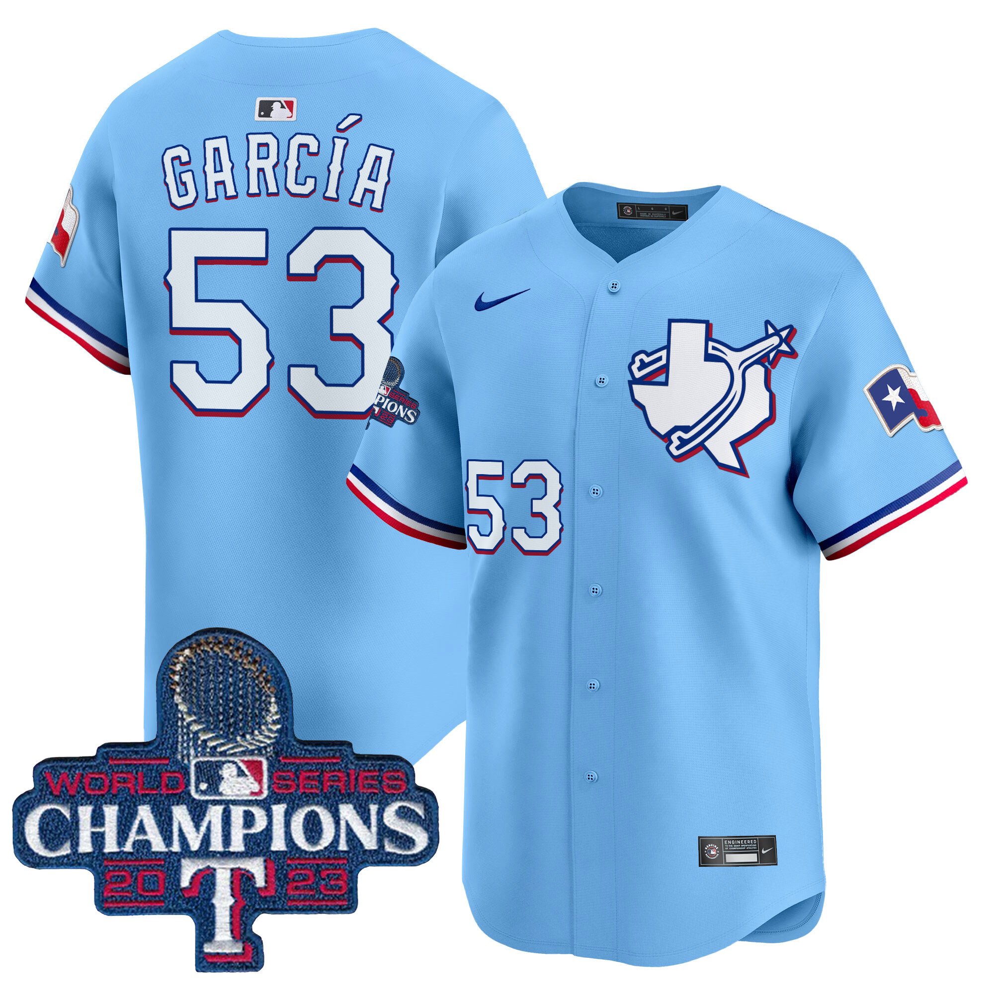 Men's Adolis Garcia Texas Rangers World Series Champions Vapor Premier Limited Blue Jersey V3 - All Stitched