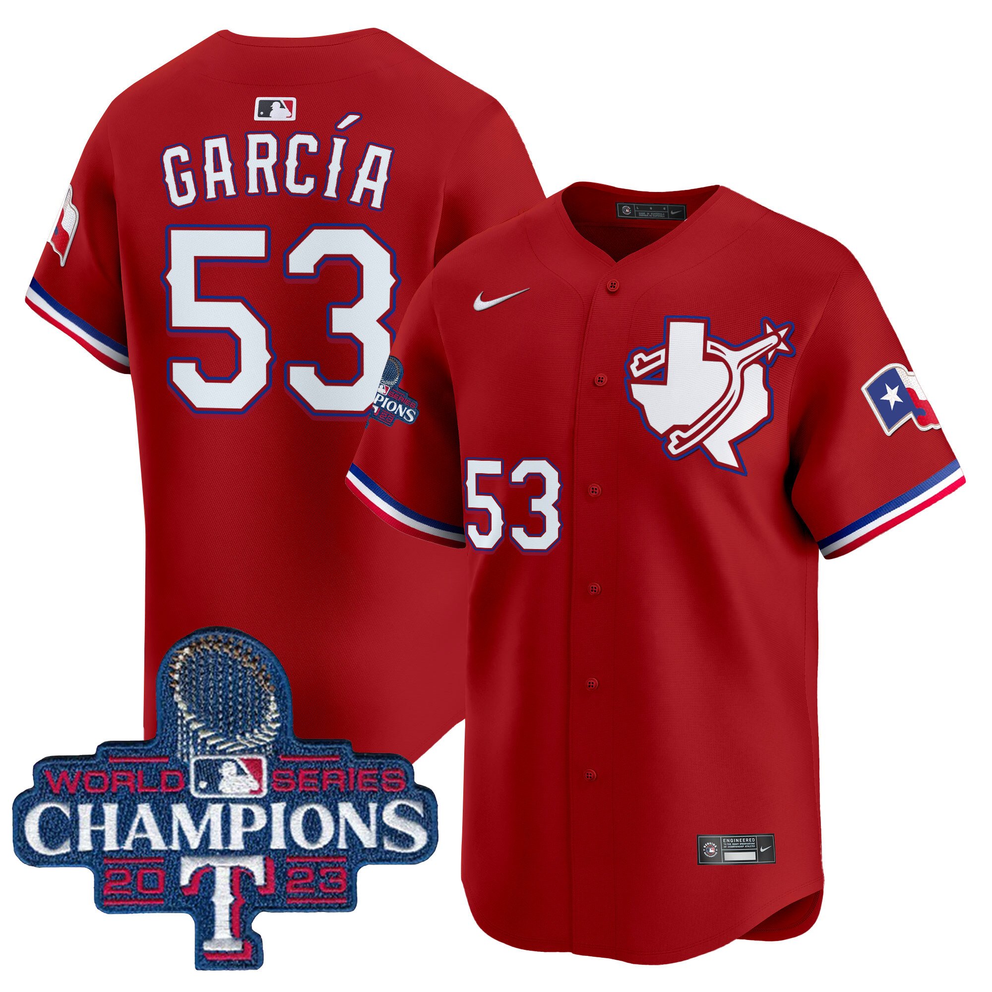 Men's Adolis Garcia Texas Rangers World Series Champions Vapor Premier Limited Red Jersey V3 - All Stitched