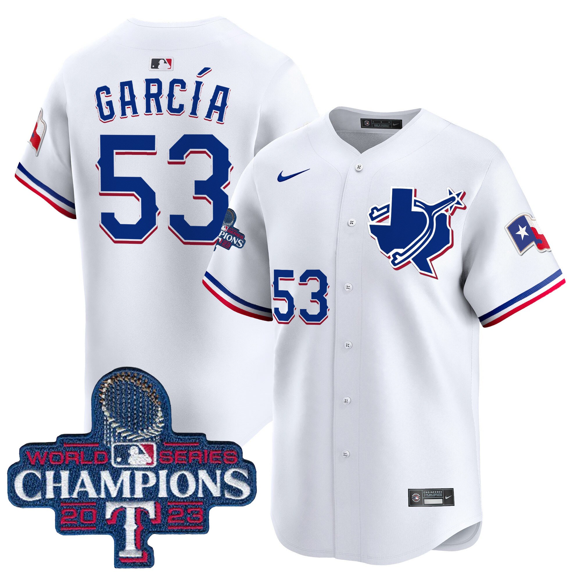 Men's Adolis Garcia Texas Rangers World Series Champions Vapor Premier Limited White Jersey V3 - All Stitched