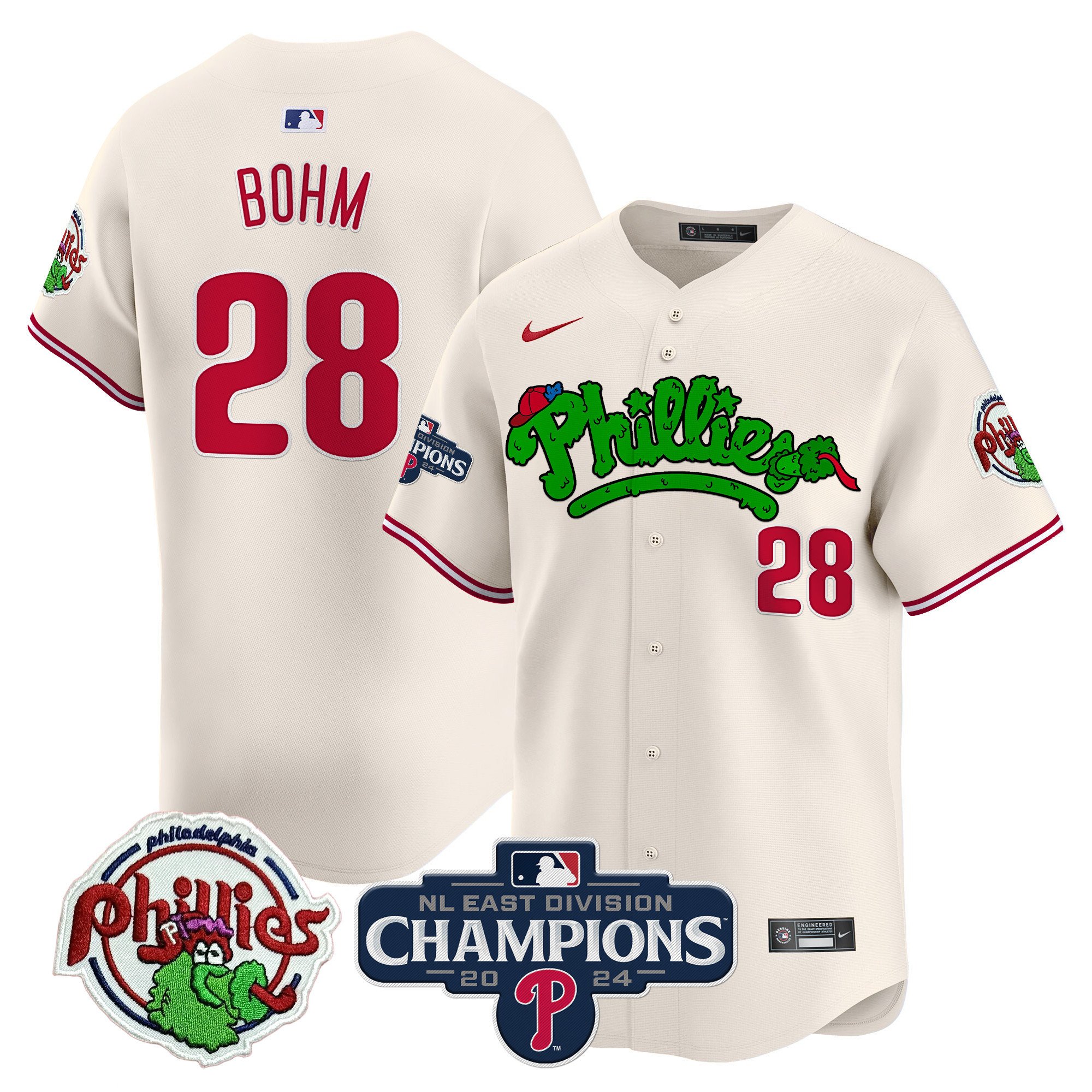 Men's Alec Bohm Philadelphia Phillies Phanatic 2024 NL East Division Champions Vapor Premier Limited Cream Jersey - All Stitched