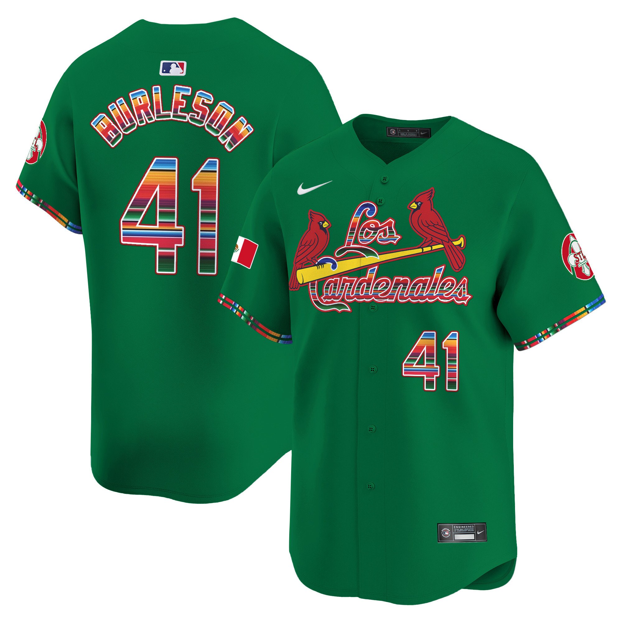 Men's Alec Burleson St. Louis Cardinals Fiesta Cardenales Vapor Premier Limited Green Jersey - All Stitched