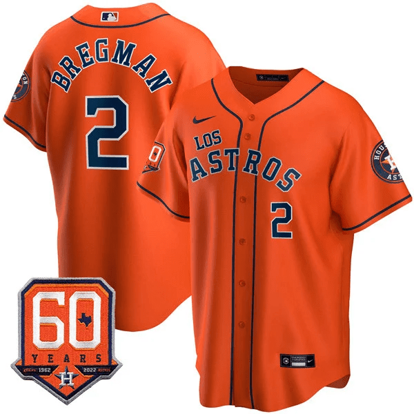 Men's Alex Bregman Houston Astros - Ã¬Los AstrosÃ® Hispanic Heritage 60th Anniversary Patch Orange Jersey Ã± All Stitched