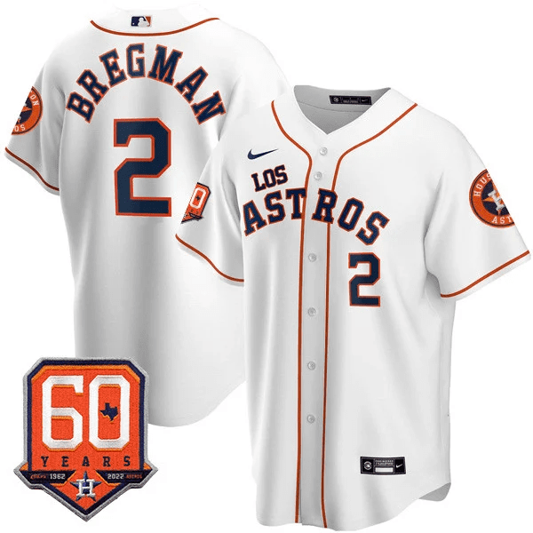 Men's Alex Bregman Houston Astros - Ã¬Los AstrosÃ® Hispanic Heritage 60th Anniversary Patch White Jersey Ã± All Stitched