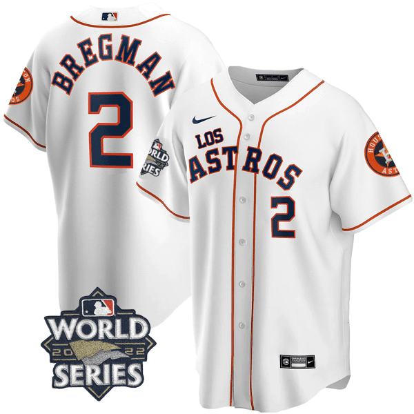 Men's Alex Bregman Houston Astros - Ã¬Los AstrosÃ® Hispanic Heritage World Series Patch White Jersey Ã± All Stitched