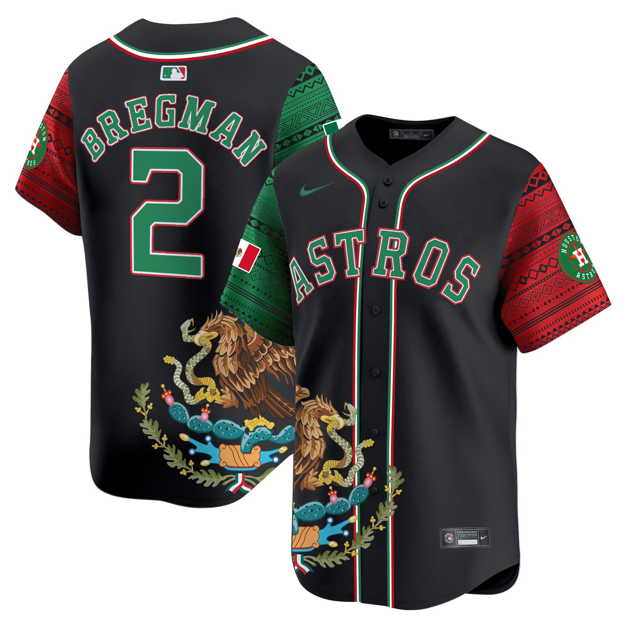 Men's Alex Bregman Houston Astros Aztec Mexico Vapor Premier Limited Black Jersey - Printed
