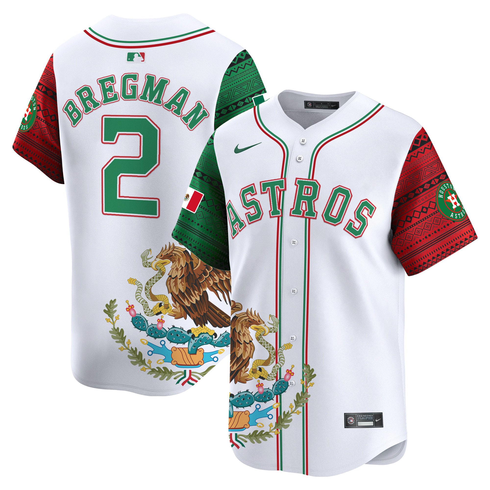 Men's Alex Bregman Houston Astros Aztec Mexico Vapor Premier Limited White Jersey - Printed