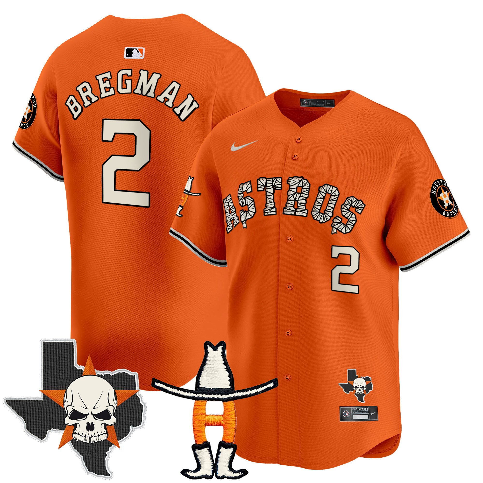 Men's Alex Bregman Houston Astros Halloween Vapor Premier Limited Orange Jersey - All Stitched