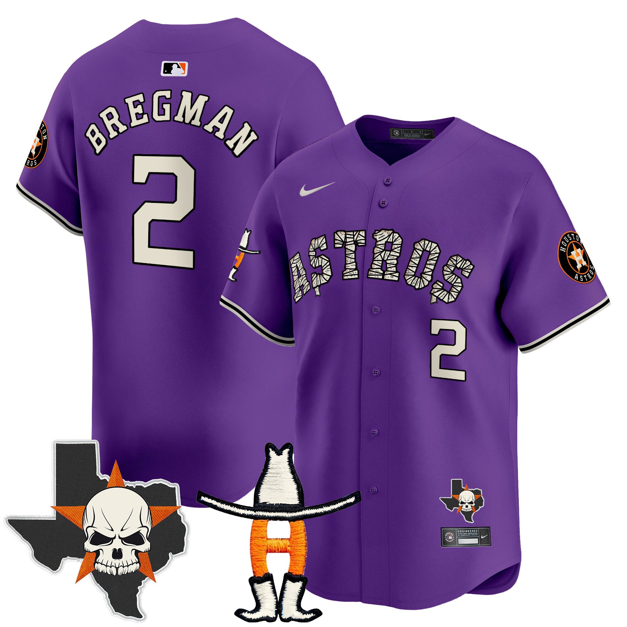 Men's Alex Bregman Houston Astros Halloween Vapor Premier Limited Purple Jersey - All Stitched