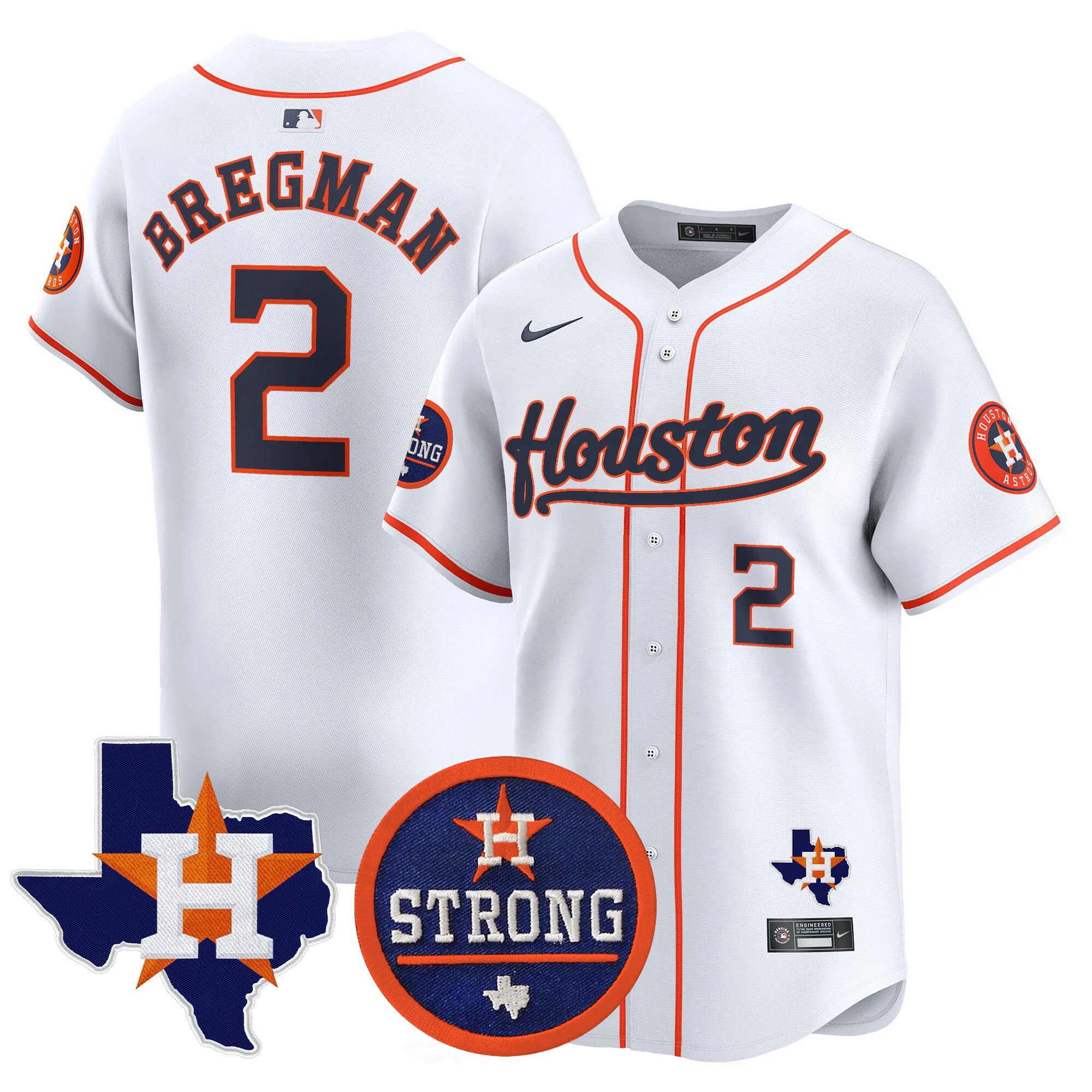 Men's Alex Bregman Houston Astros "Houston Strong" Patch Vapor Premier Limited Home Jersey - All Stitched
