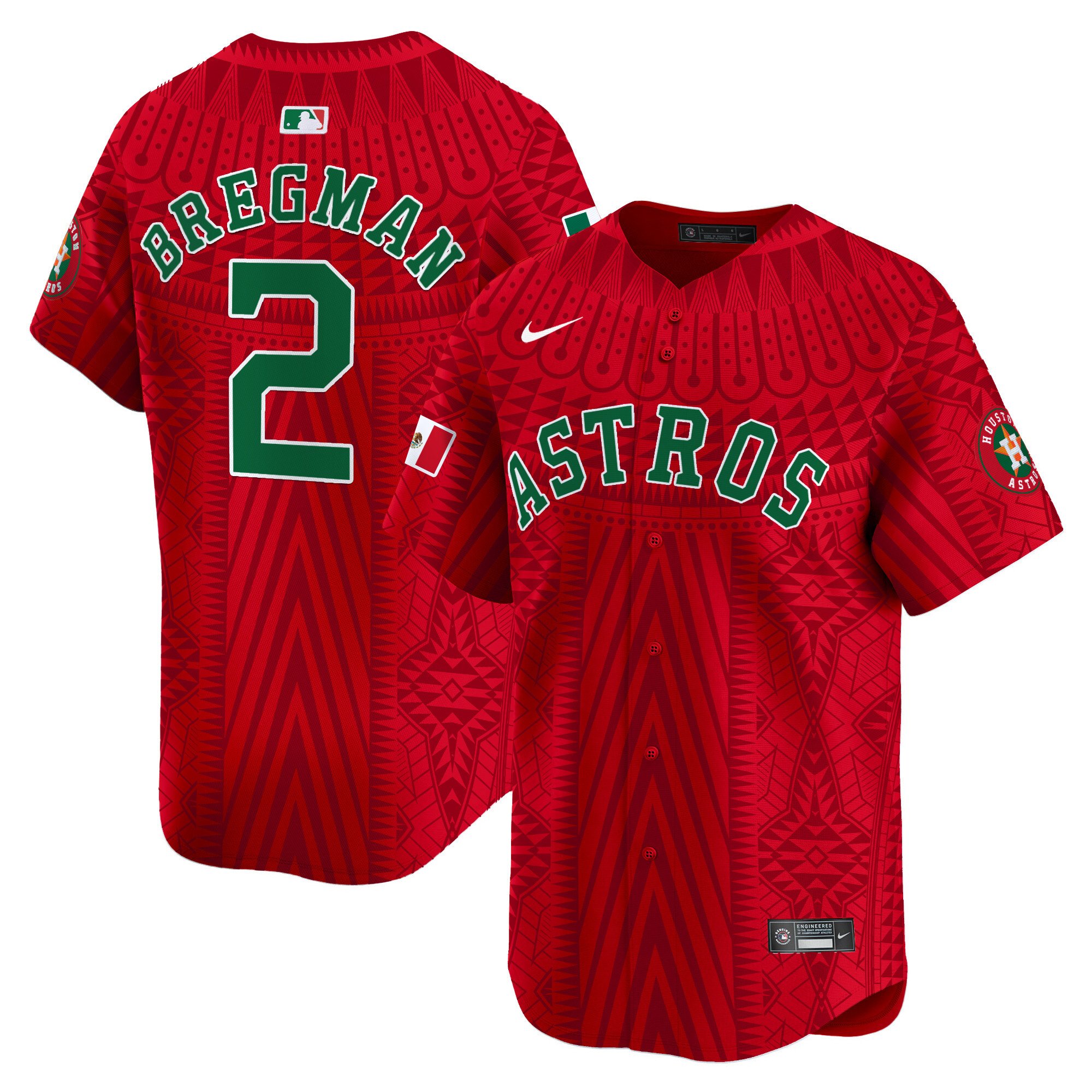 Men's Alex Bregman Houston Astros Mexico Aztec Pattern Vapor Premier Limited Red Jersey - Printed