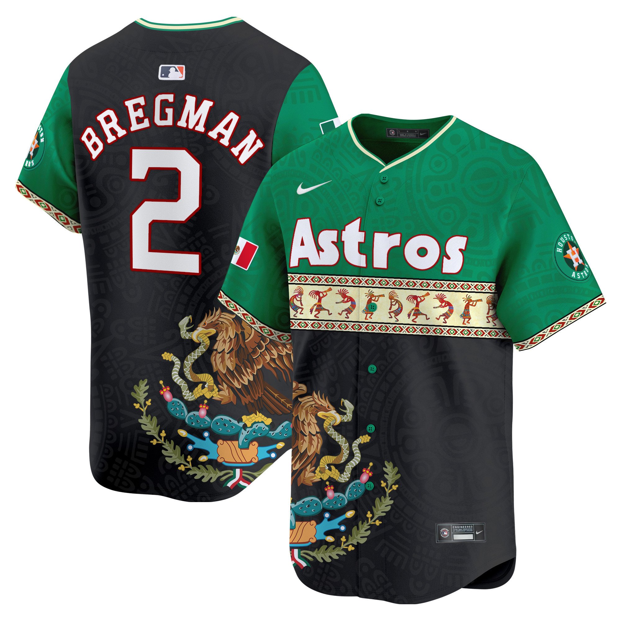 Men's Alex Bregman Houston Astros Mexico Aztec Vapor Premier Limited Green Jersey - Printed
