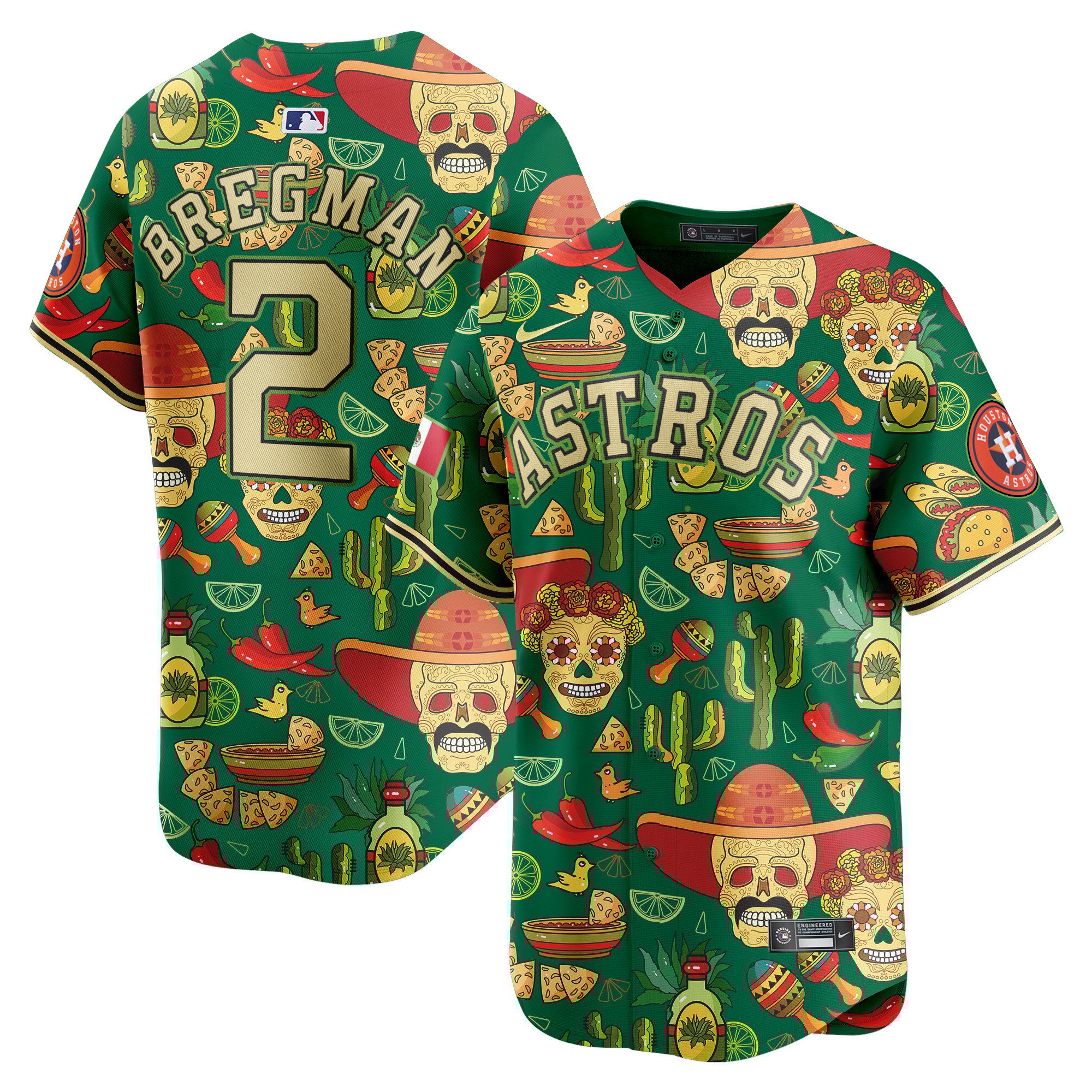Men's Alex Bregman Houston Astros Mexico Cinco De Mayo Vapor Premier Limited Green Jersey - Printed