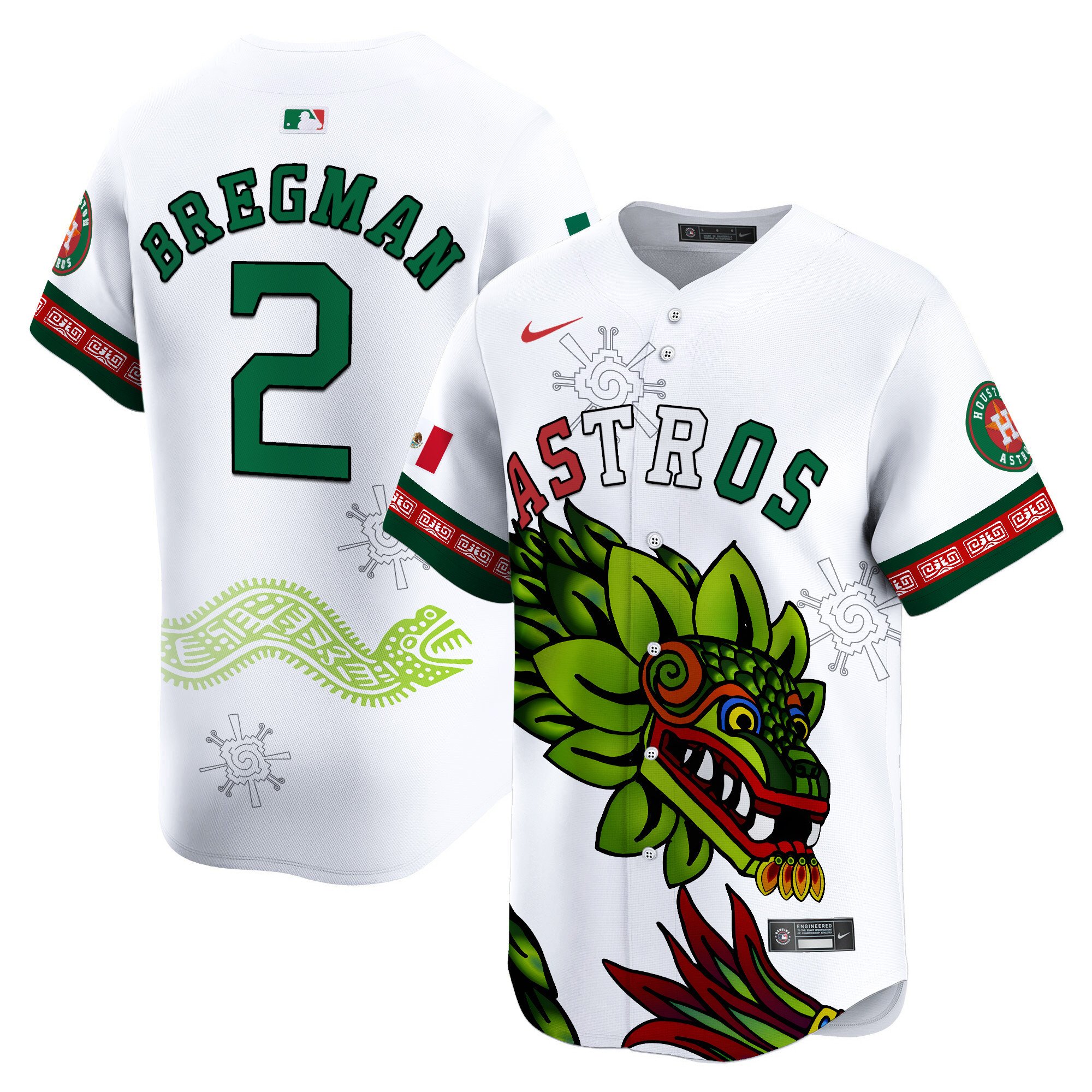 Men's Alex Bregman Houston Astros Mexico Quetzalcoatl Aztec Vapor Limited White Jersey - Printed