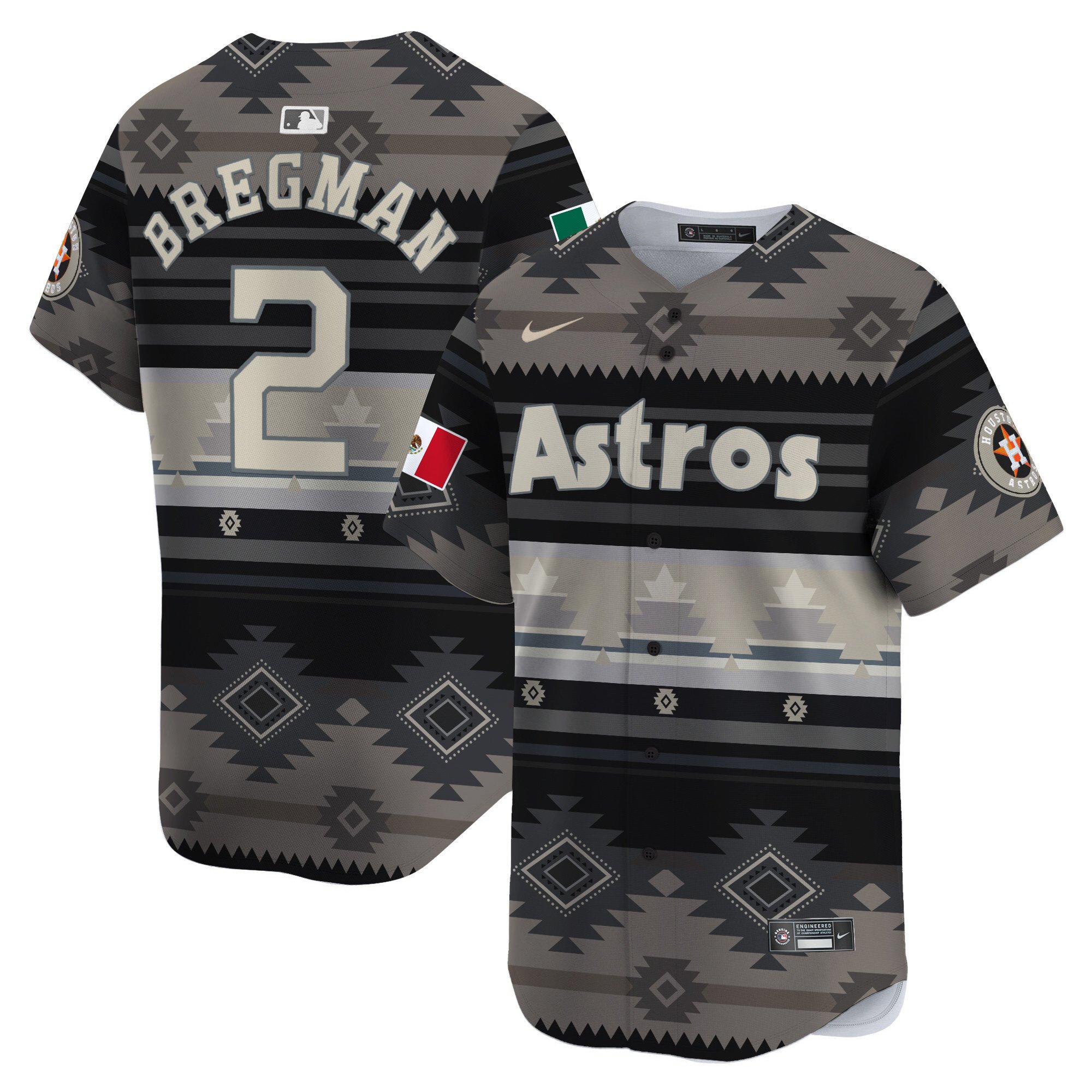 Men's Alex Bregman Houston Astros Mexico Traditional Pattern Vapor Premier Limited Gray Jersey - Printed