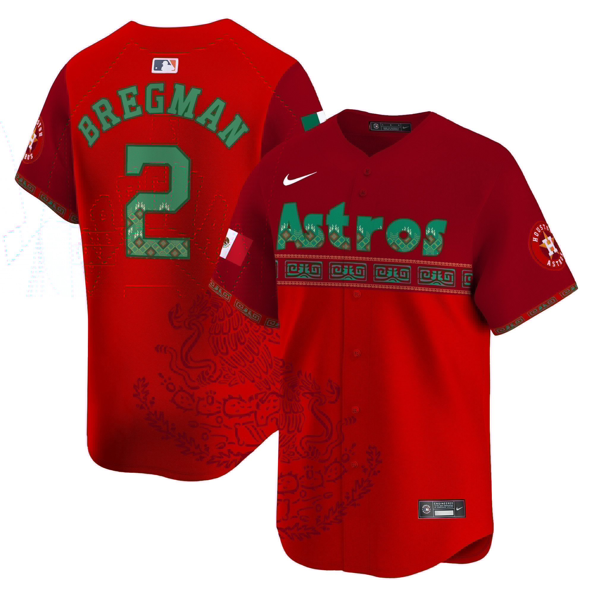 Men's Alex Bregman Houston Astros Mexico Vapor Premier Limited Red Jersey V5 - Printed