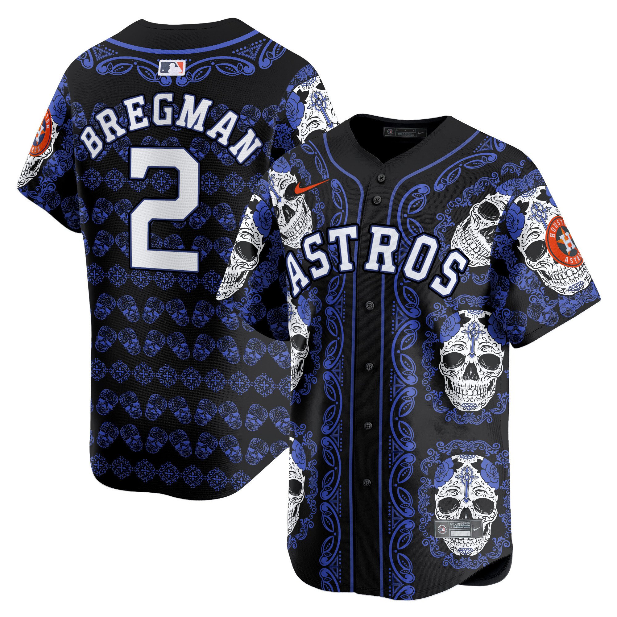 Men's Alex Bregman Houston Astros Paisley Sugar Skull Vapor Premier Limited Navy Jersey - Printed