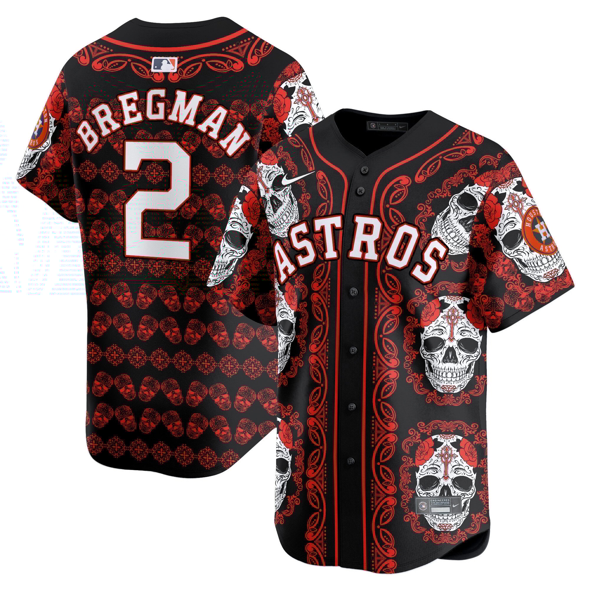 Men's Alex Bregman Houston Astros Paisley Sugar Skull Vapor Premier Limited Red Jersey - Printed