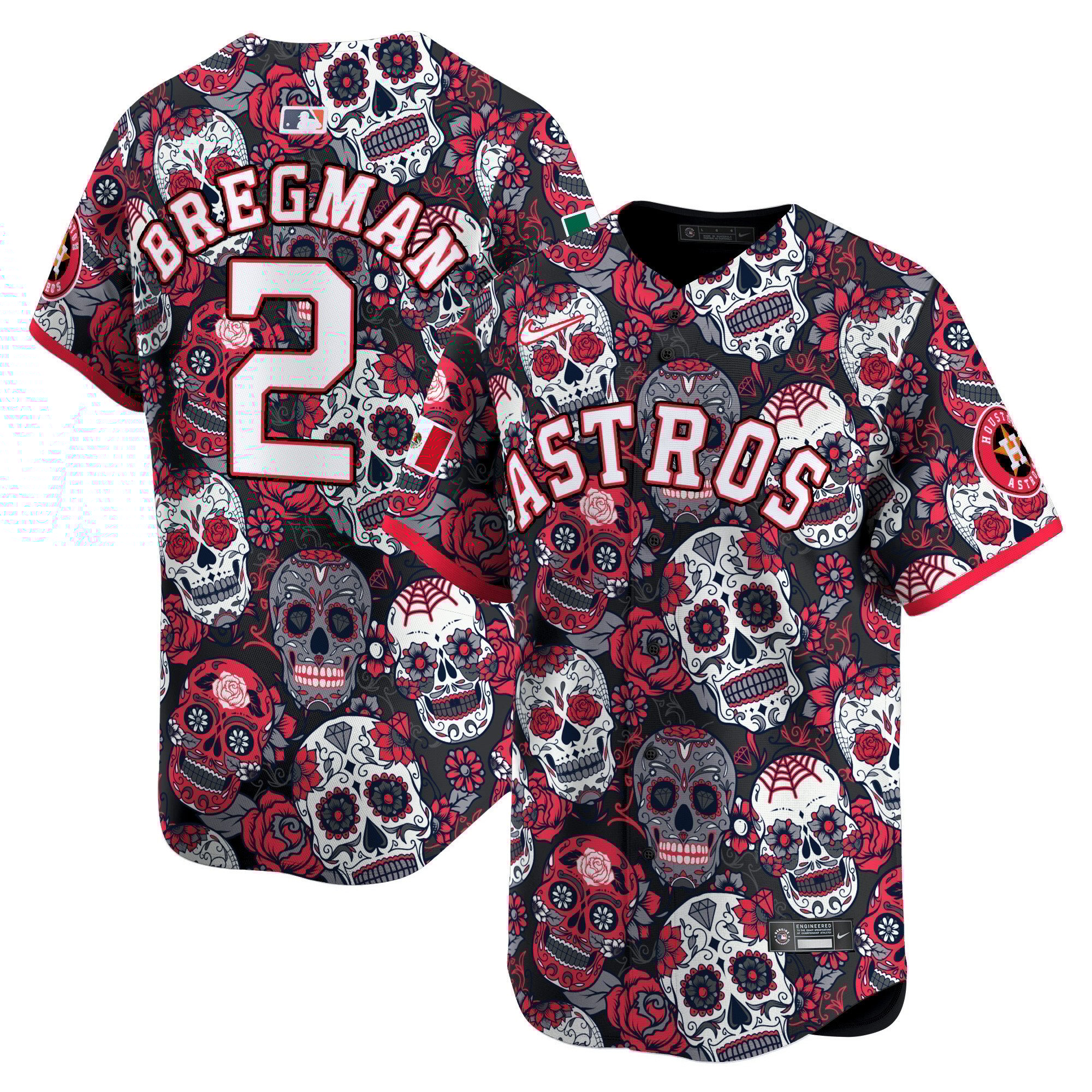 Men's Alex Bregman Houston Astros Sugar Skull Mexico Vapor Premier Limited Red Jersey - Printed
