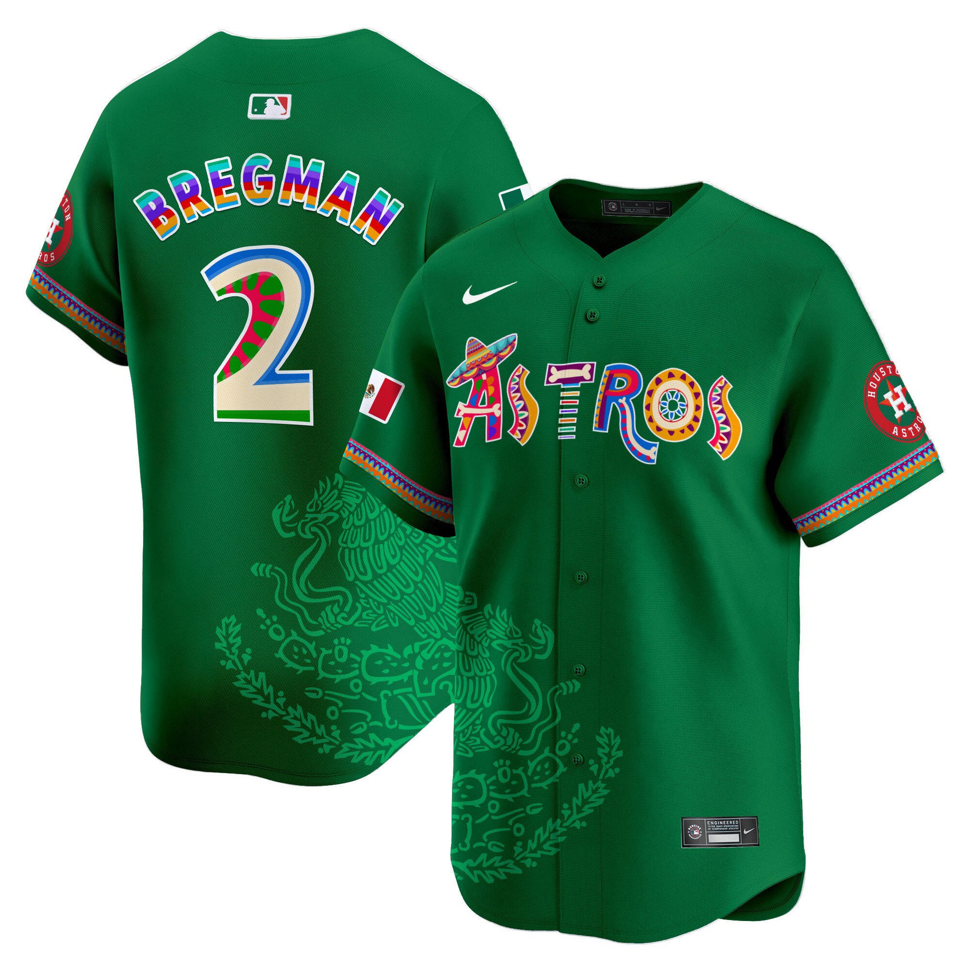Men's Alex Bregman Houston Astros Viva Mexico Heritage Vapor Premier Limited Green Jersey - Printed