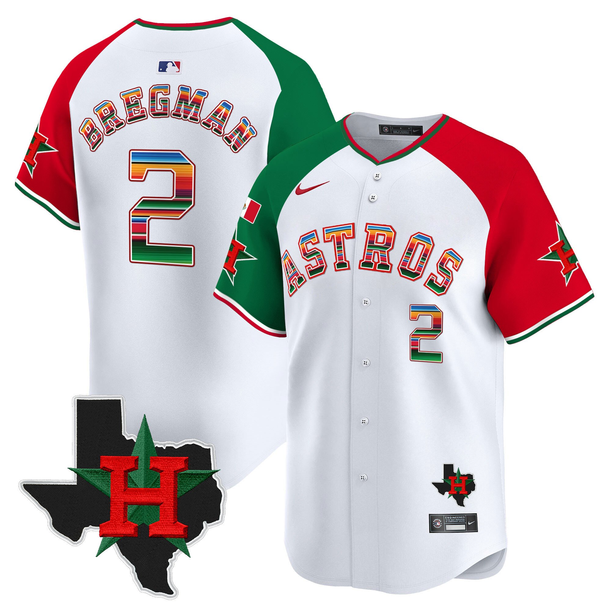 Men's Alex Bregman Mexico Texas Patch Vapor Premier Limited Alternate Houston Astros Jersey V2 - All Stitched
