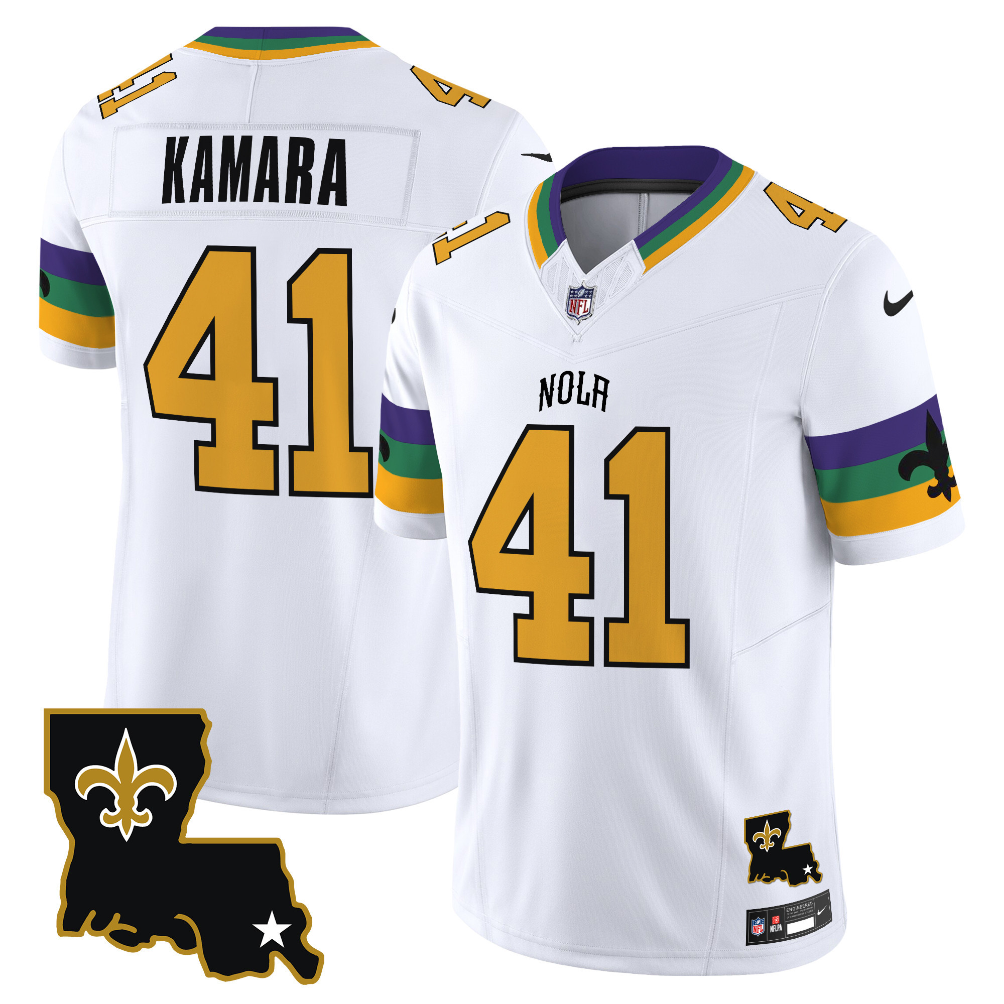 Men's Alvin Kamara New Orleans Saints 2024 New Orleans City Vapor Limited White Jersey - All Stitched