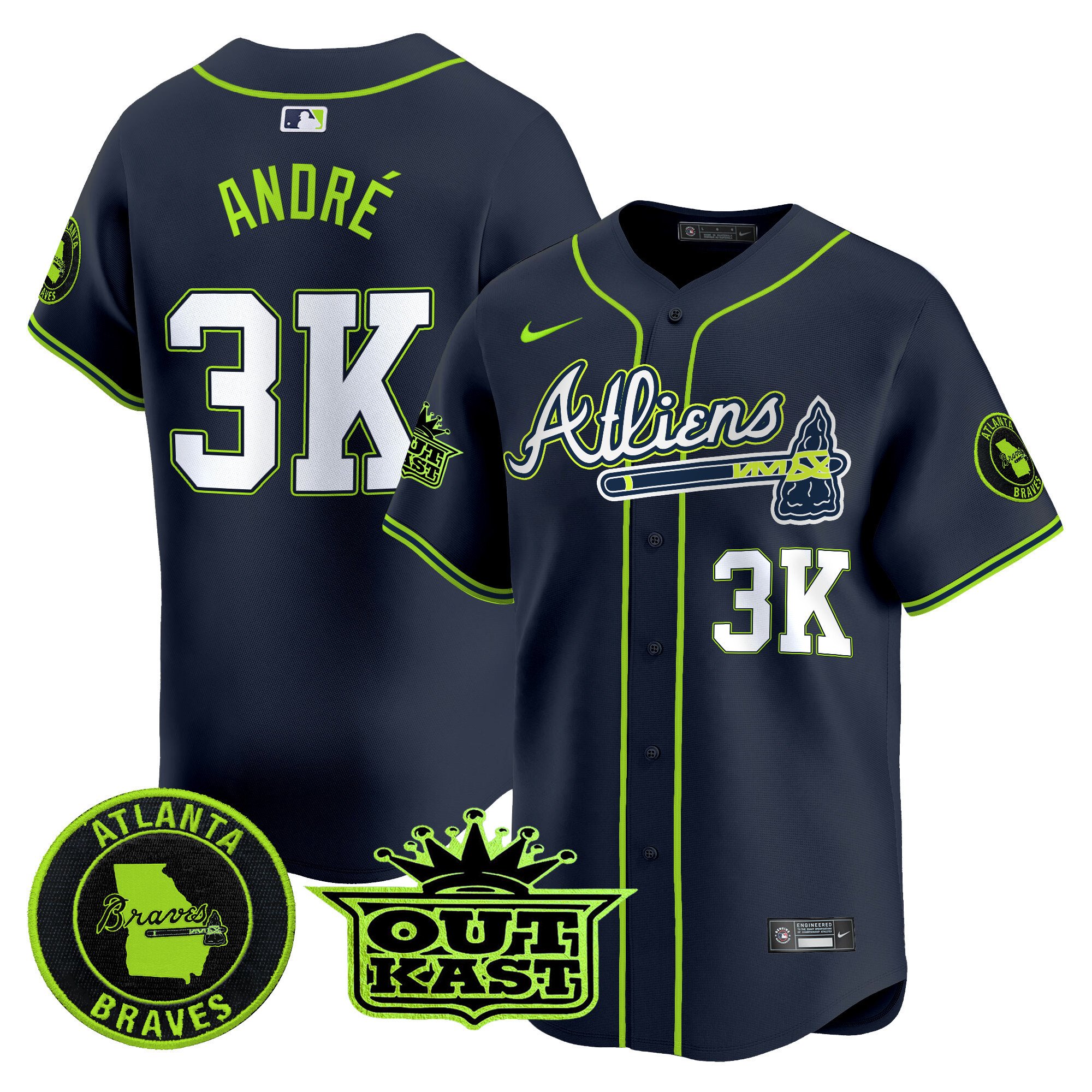Men's AndrÃˆ Atlanta Braves Atliens Vapor Premier Limited Atliens Jersey V4 - All Stitched