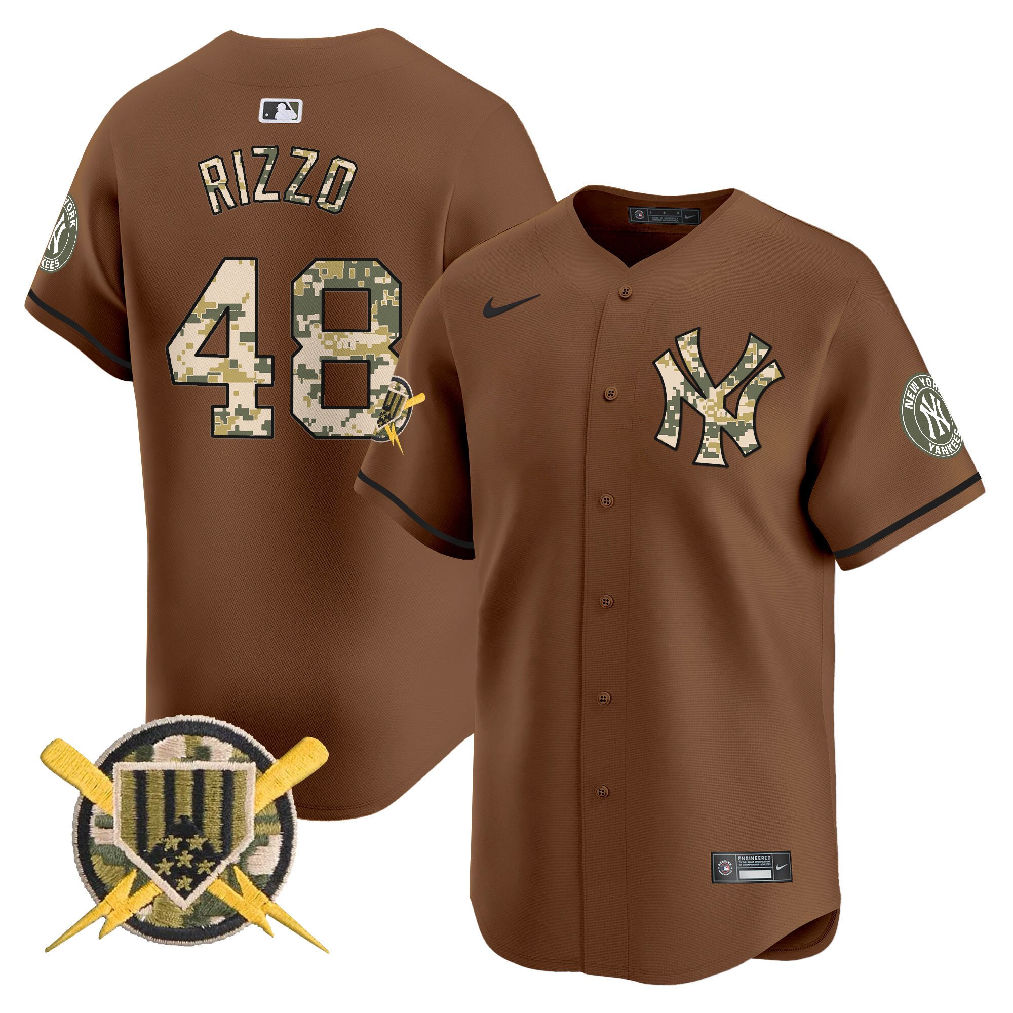 Men's Anthony Rizzo New York Yankees Armed Forces Day Vapor Premier Limited Brown Jersey - All Stitched