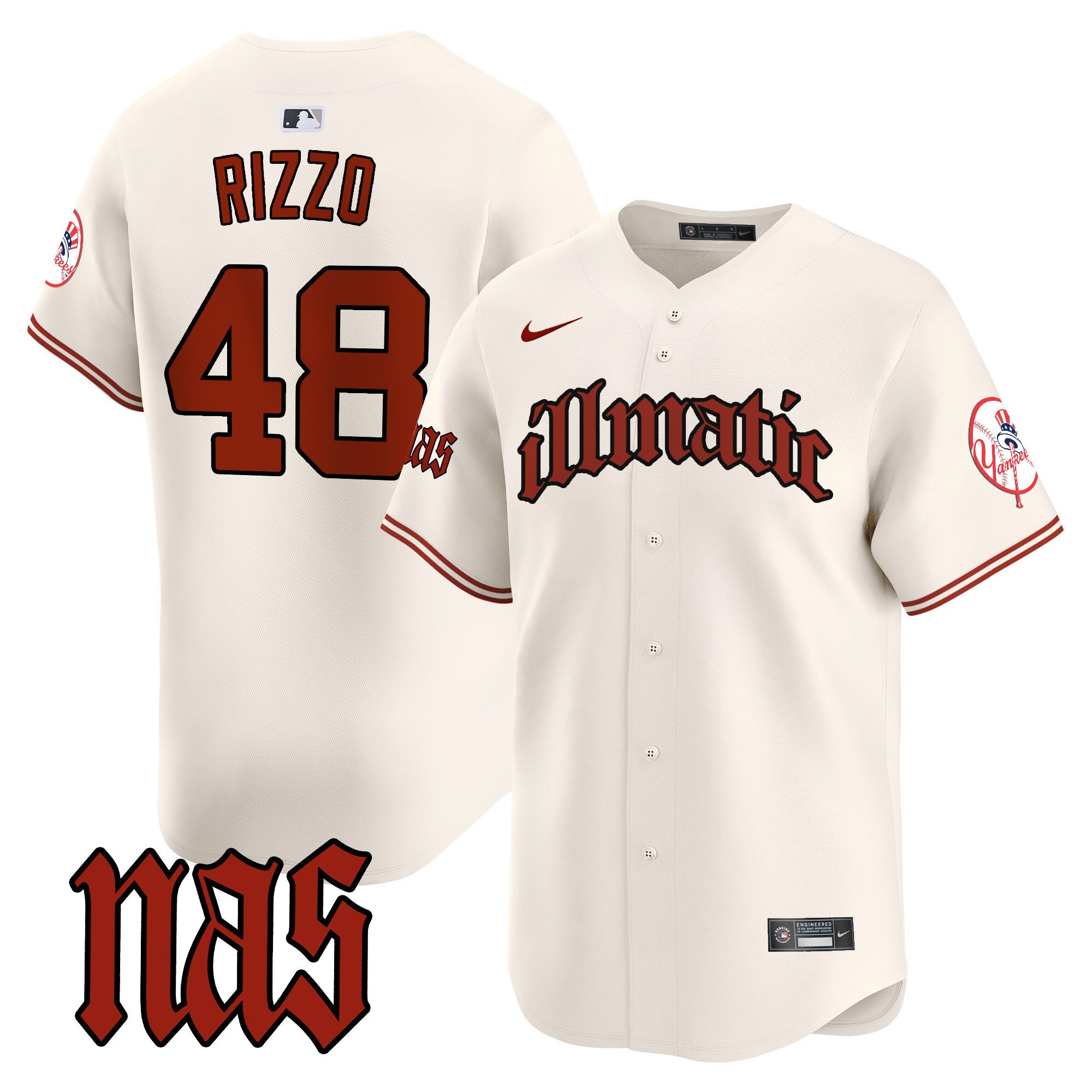 Men's Anthony Rizzo New York Yankees Nas Illmatic Vapor Premier Limited Cream Jersey - All Stitched