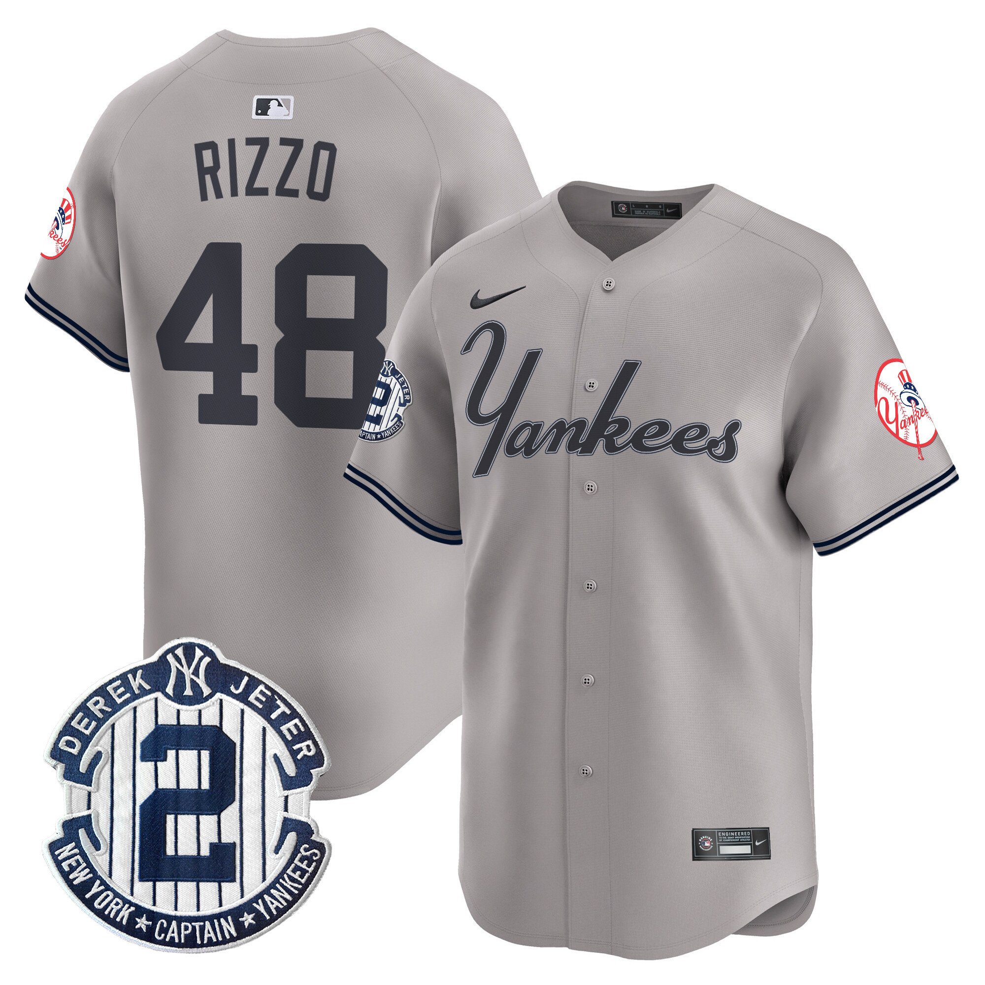 Men's Anthony Rizzo New York Yankees Throwback Vapor Premier Limited Gray Jersey - All Stitched