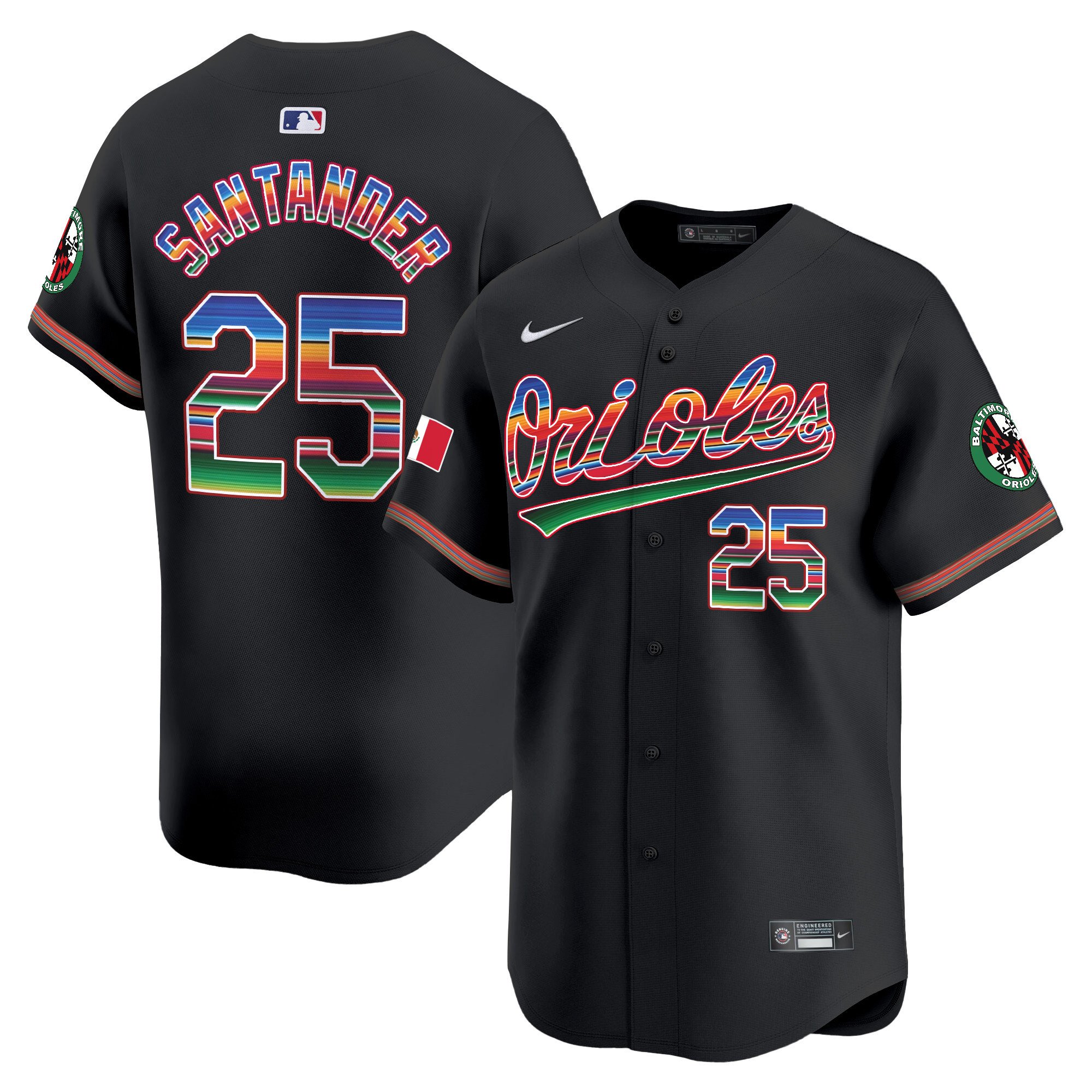 Men's Anthony Santander Baltimore Orioles Mexico Vapor Premier Limited Black Jersey - All Stitched