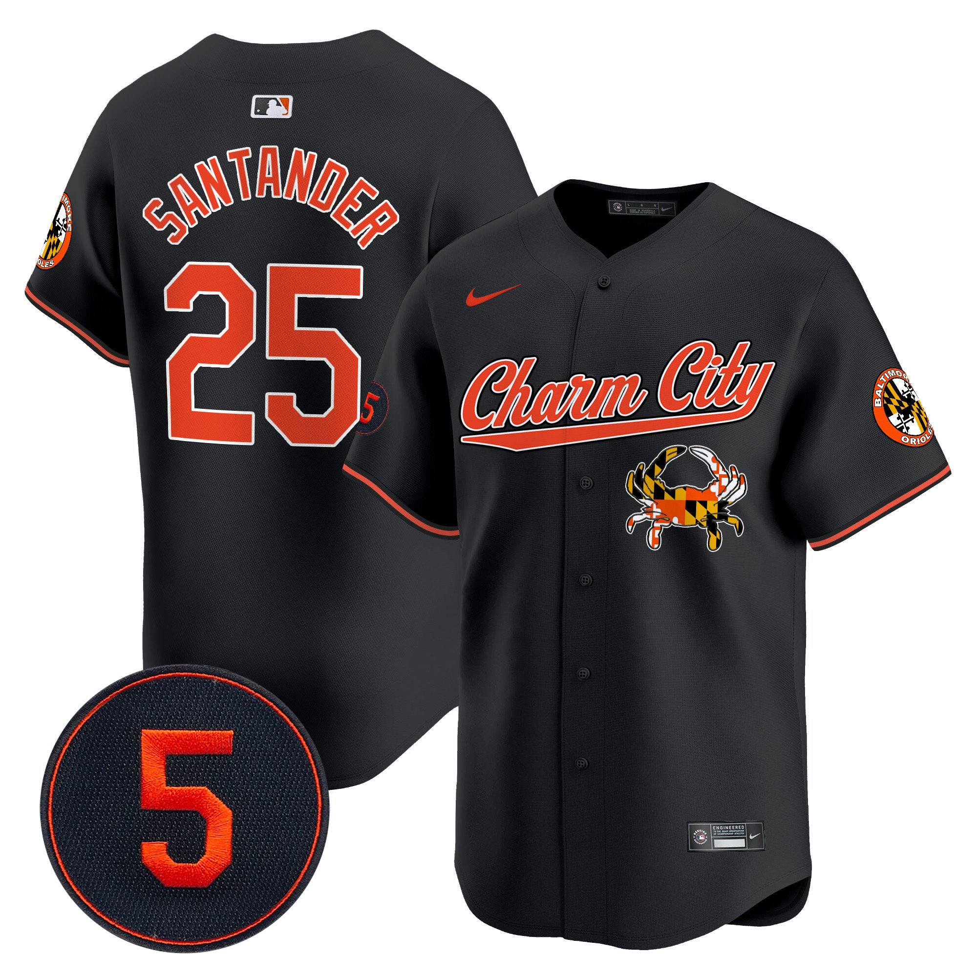 Men's Anthony Santander Baltimore Orioles Robinson Patch Vapor Premier Limited Black Jersey V8 - All Stitched