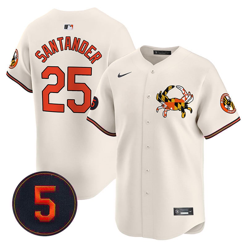 Men's Anthony Santander Baltimore Orioles Robinson Patch Vapor Premier Limited Cream Jersey V3 - All Stitched