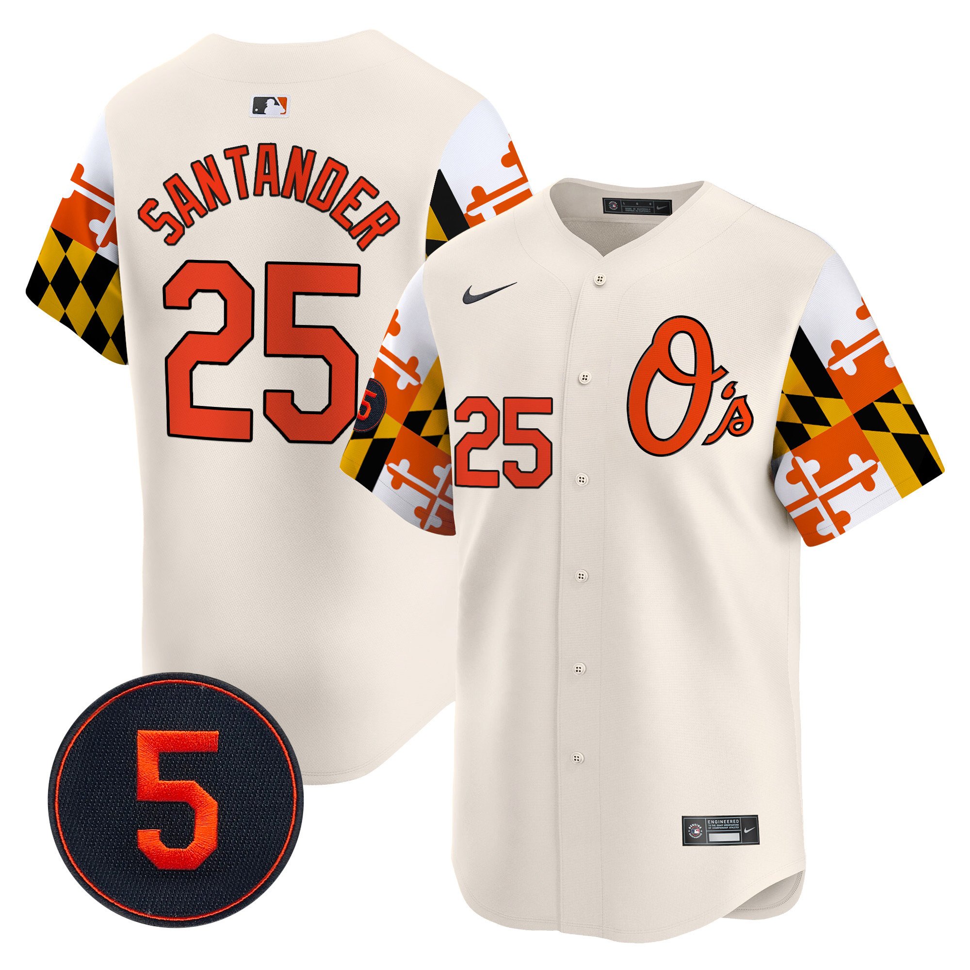 Men's Anthony Santander Baltimore Orioles Robinson Patch Vapor Premier Limited Cream Jersey V5 - All Stitched