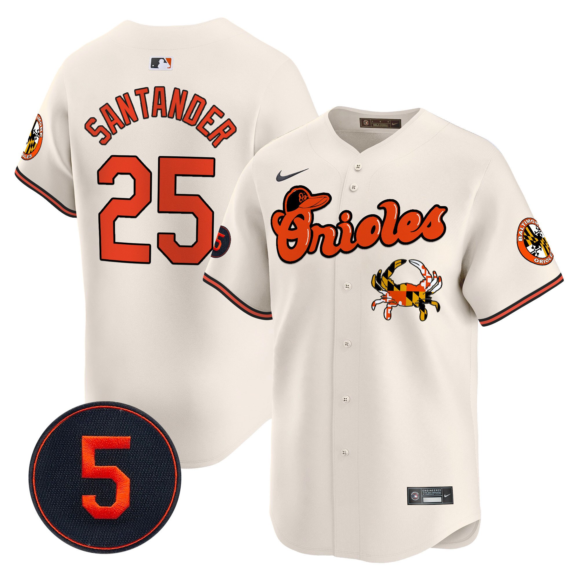 Men's Anthony Santander Baltimore Orioles Robinson Patch Vapor Premier Limited Cream Jersey V6 - All Stitched