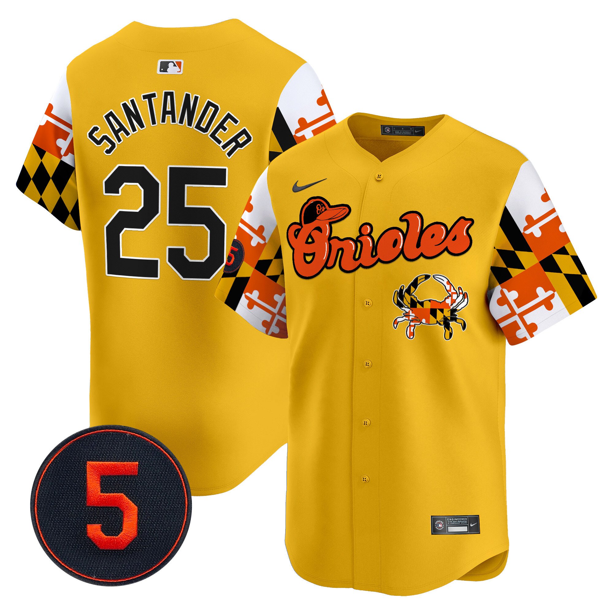 Men's Anthony Santander Baltimore Orioles Robinson Patch Vapor Premier Limited Gold Jersey V7 - All Stitched