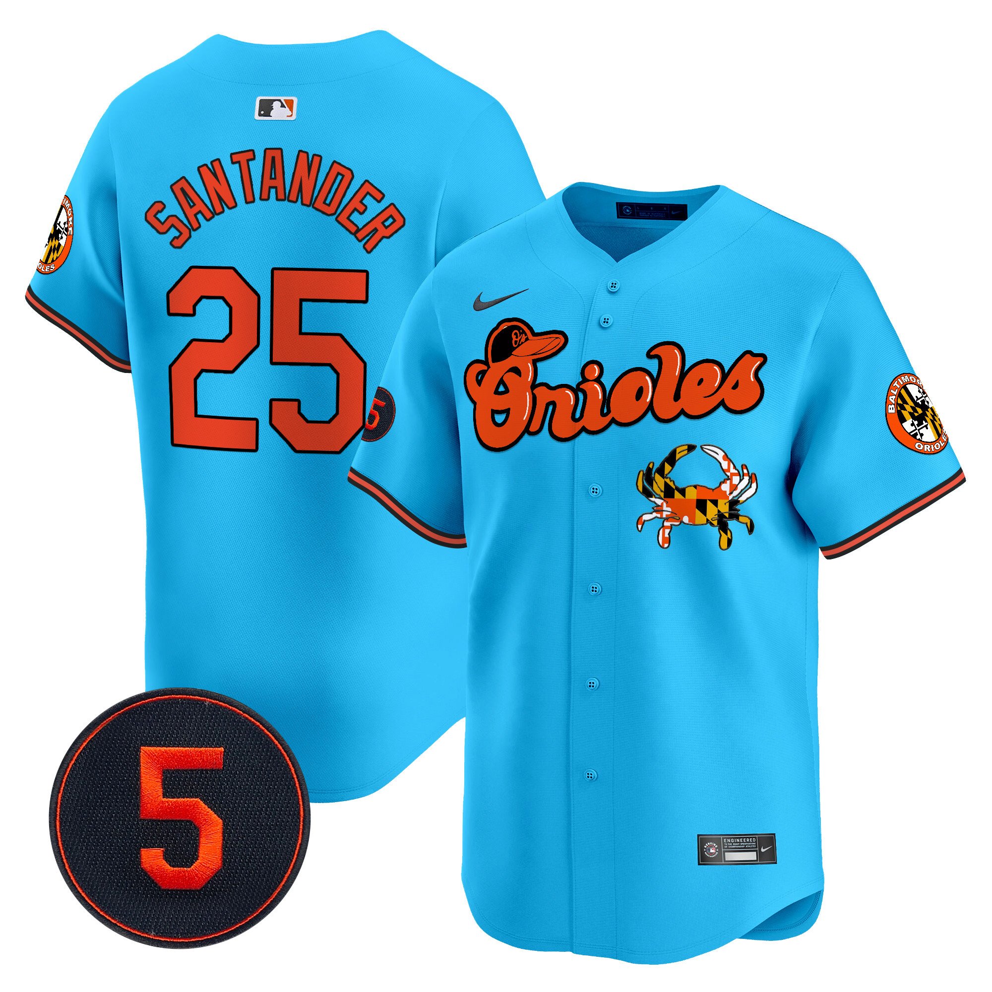 Men's Anthony Santander Baltimore Orioles Robinson Patch Vapor Premier Limited Light Blue Jersey V6 - All Stitched