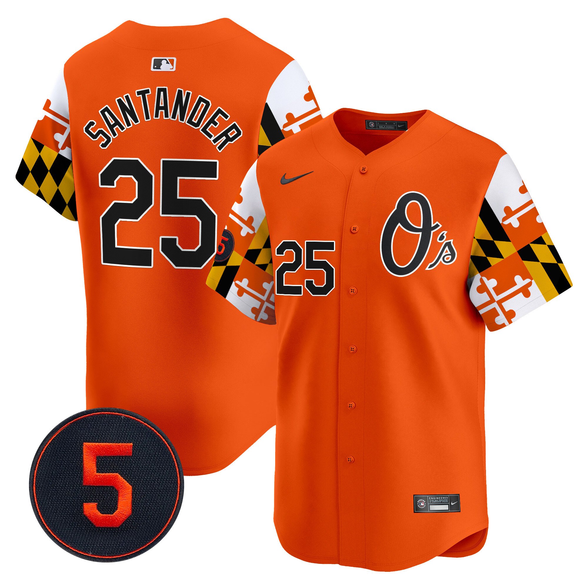 Men's Anthony Santander Baltimore Orioles Robinson Patch Vapor Premier Limited Orange Jersey V5 - All Stitched
