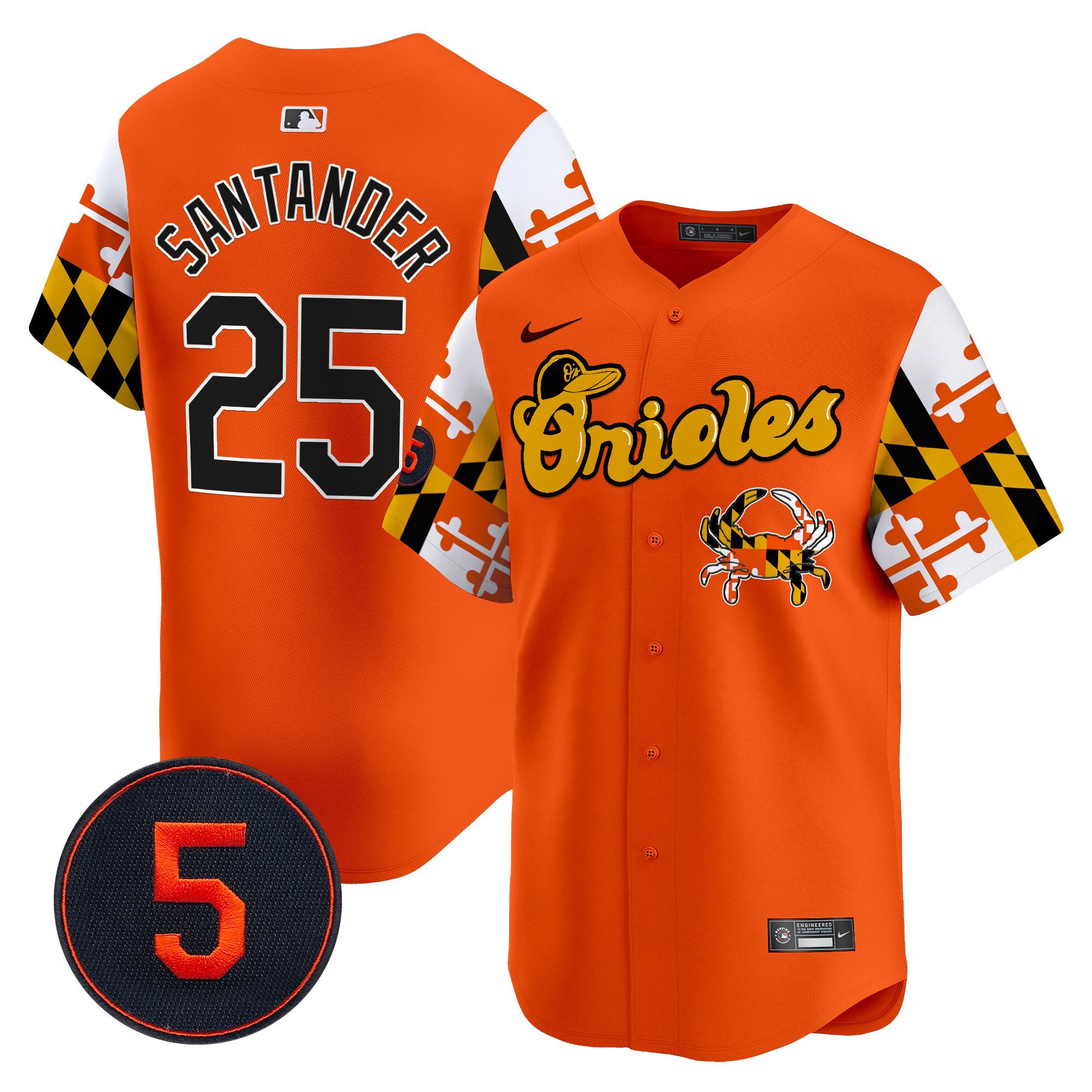 Men's Anthony Santander Baltimore Orioles Robinson Patch Vapor Premier Limited Orange Jersey V7 - All Stitched