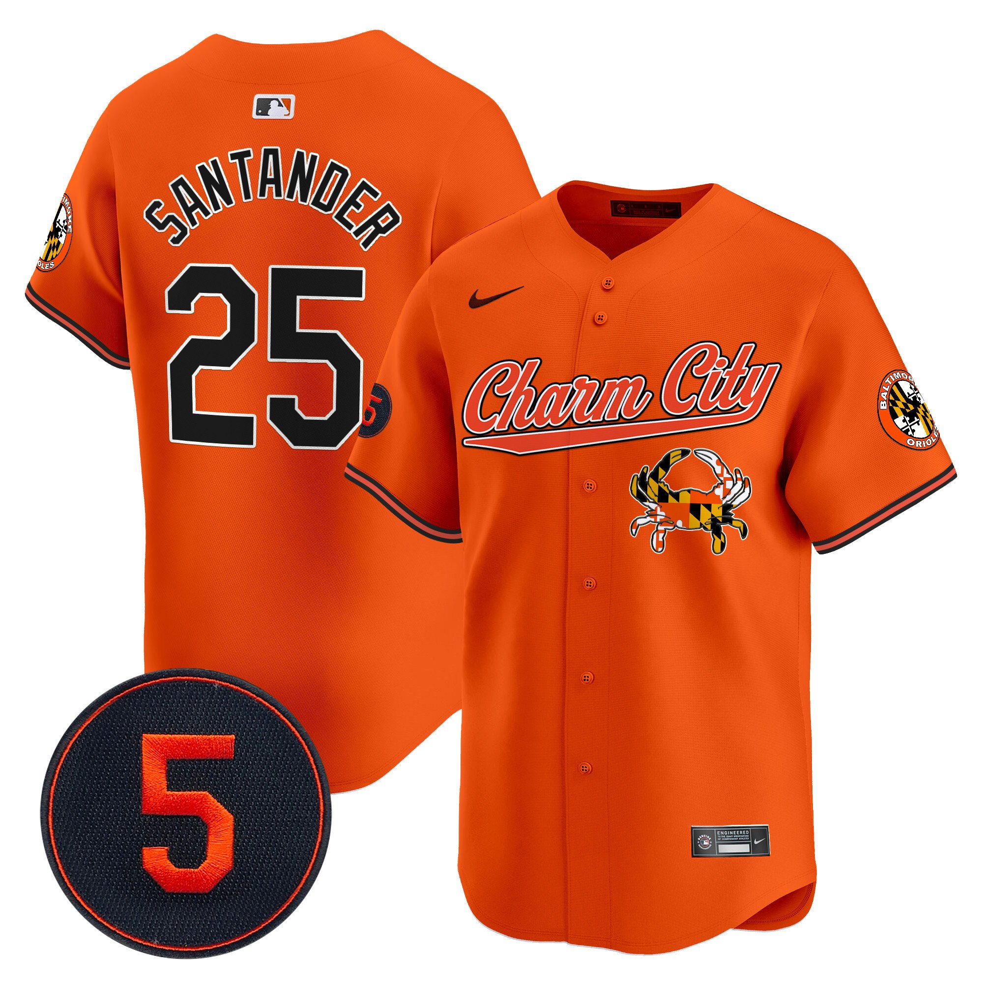 Men's Anthony Santander Baltimore Orioles Robinson Patch Vapor Premier Limited Orange Jersey V8 - All Stitched