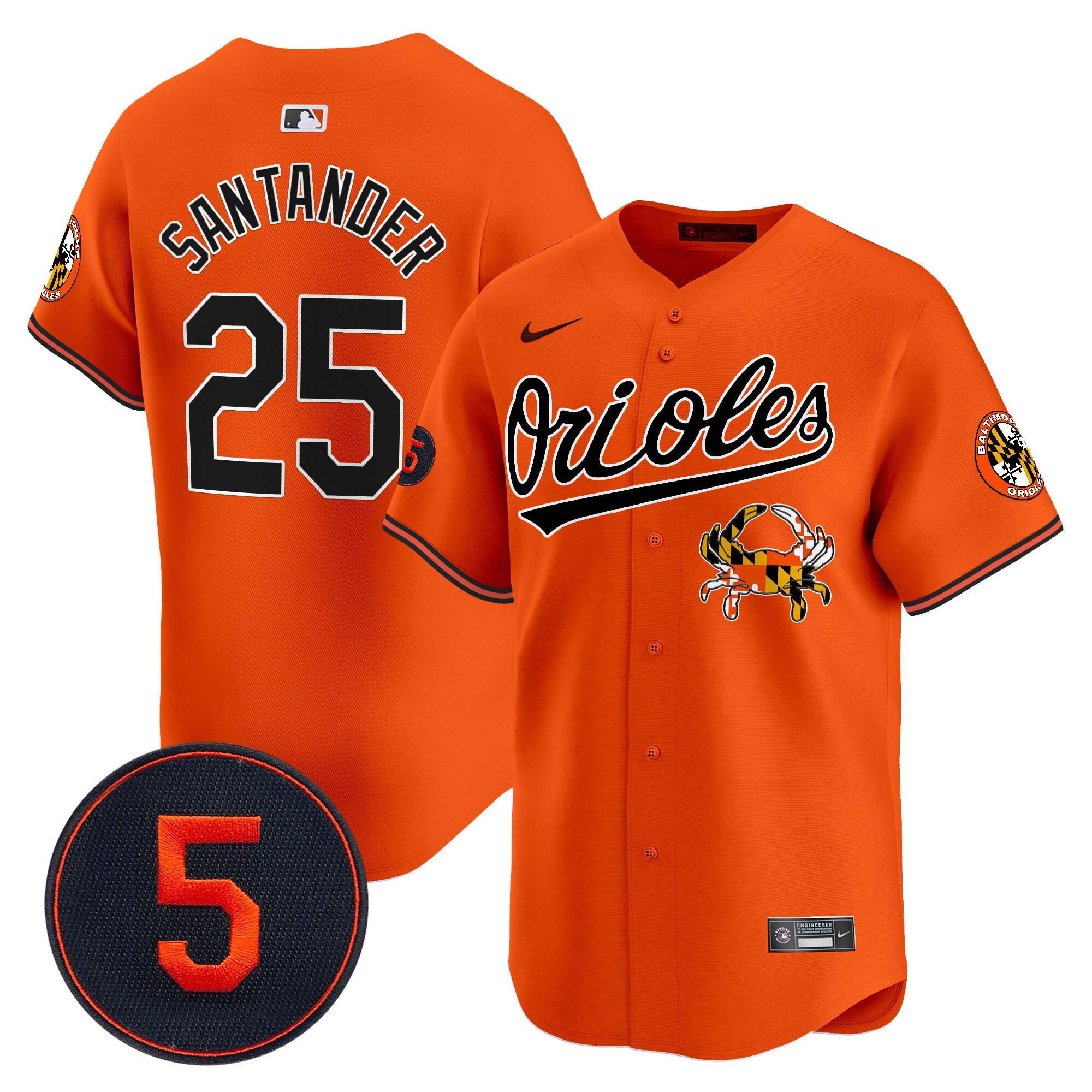 Men's Anthony Santander Baltimore Orioles Robinson Patch Vapor Premier Limited Orange Jersey V9 - All Stitched