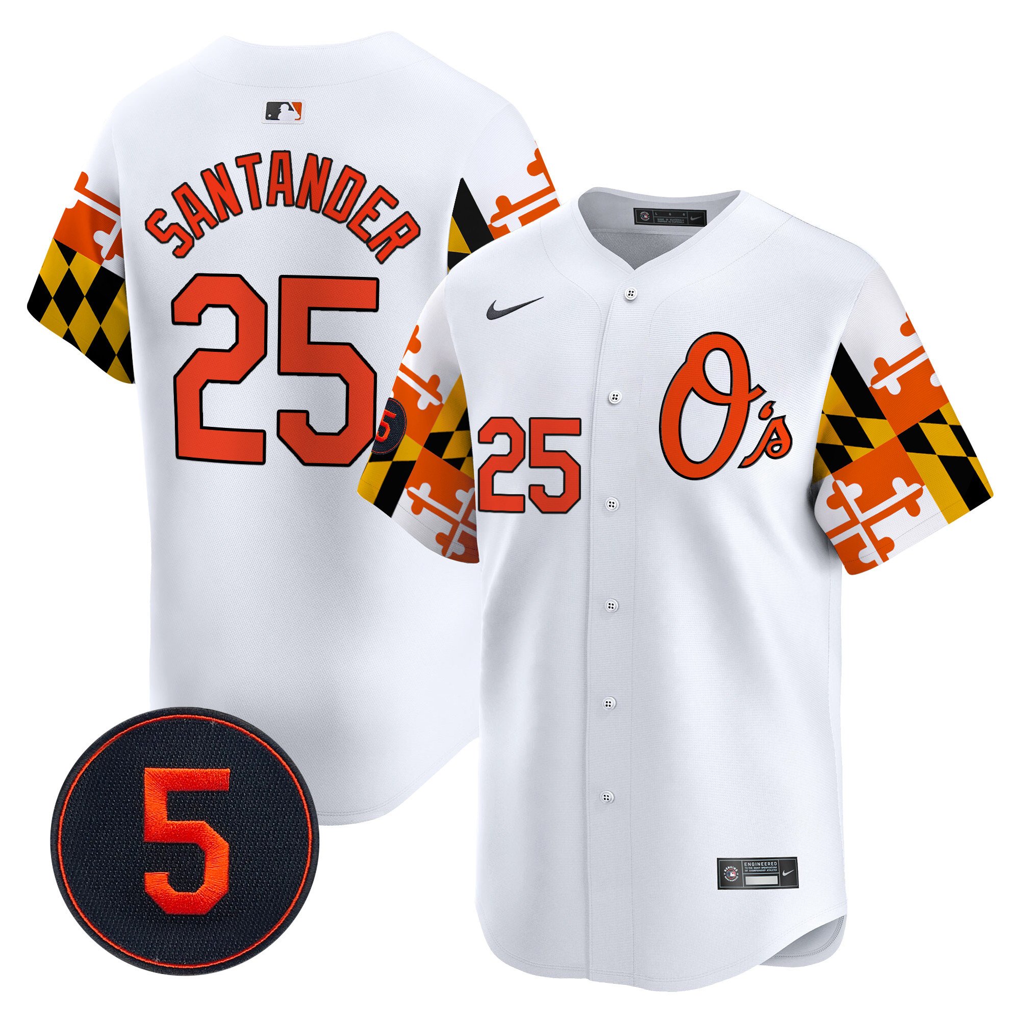 Men's Anthony Santander Baltimore Orioles Robinson Patch Vapor Premier Limited White Jersey V5 - All Stitched