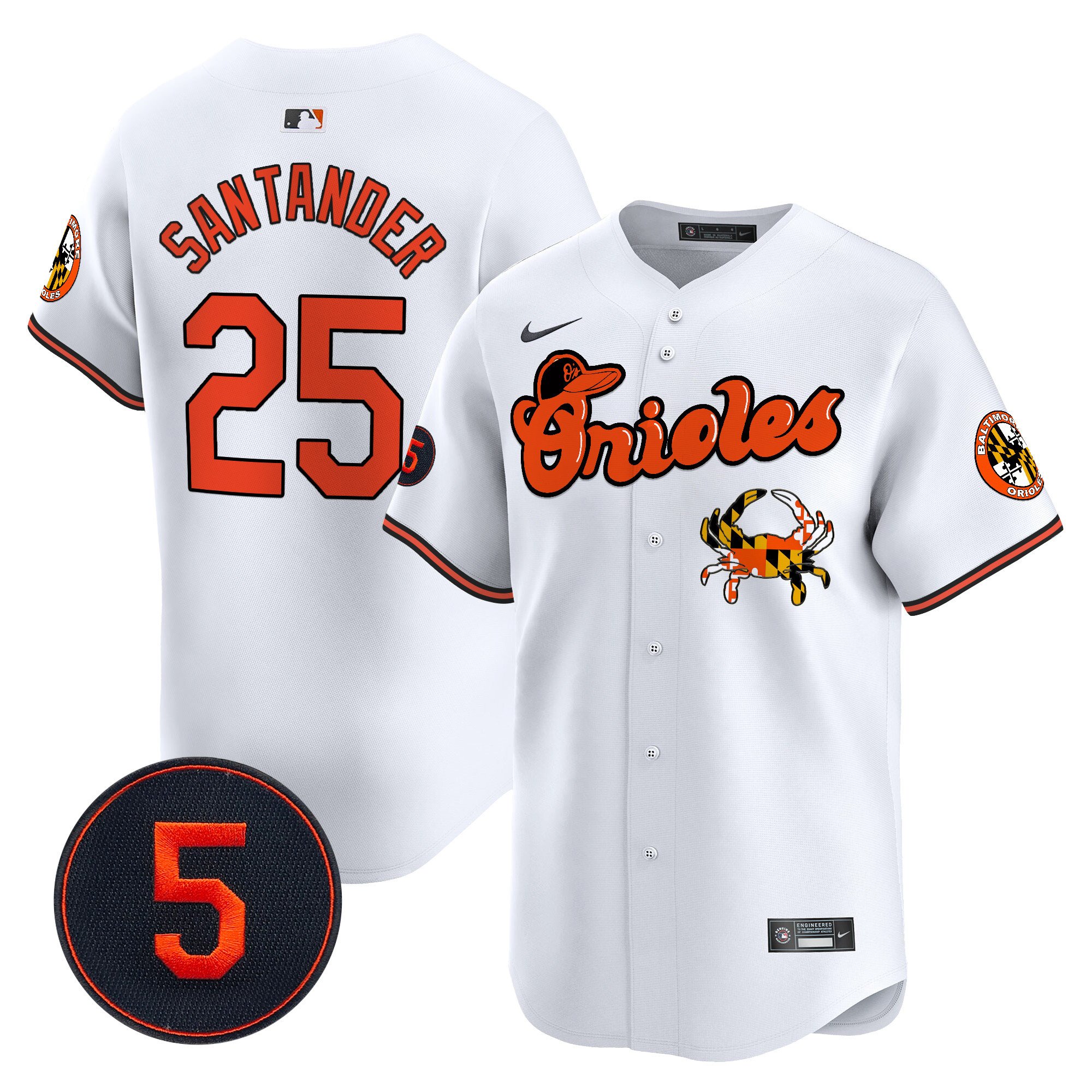 Men's Anthony Santander Baltimore Orioles Robinson Patch Vapor Premier Limited White Jersey V6 - All Stitched