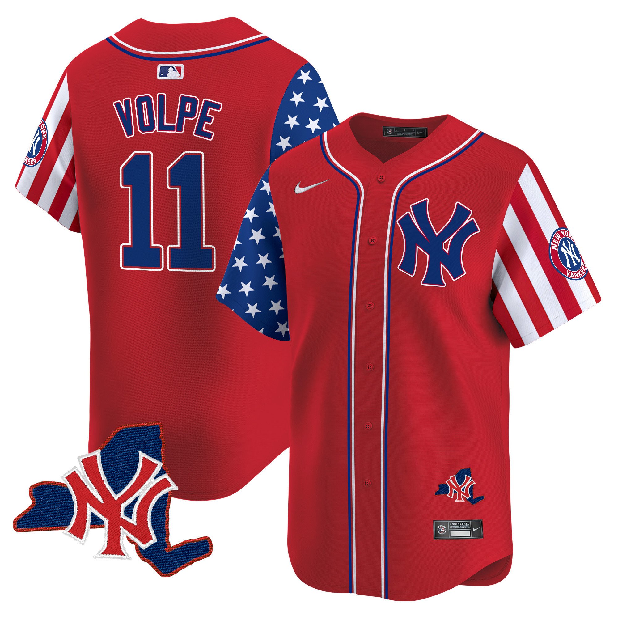 Men's Anthony Volpe New York Yankees 2024 Independence Day Vapor Premier Limited Red Jersey V2 - All Stitched