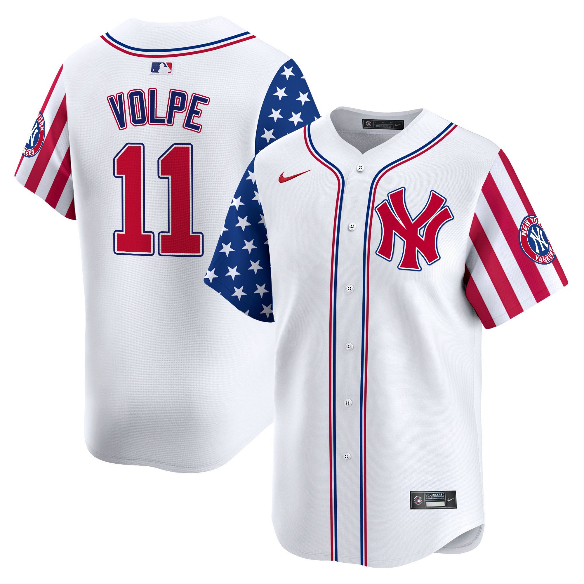 Men's Anthony Volpe New York Yankees 2024 Independence Day Vapor Premier Limited White Jersey - All Stitched