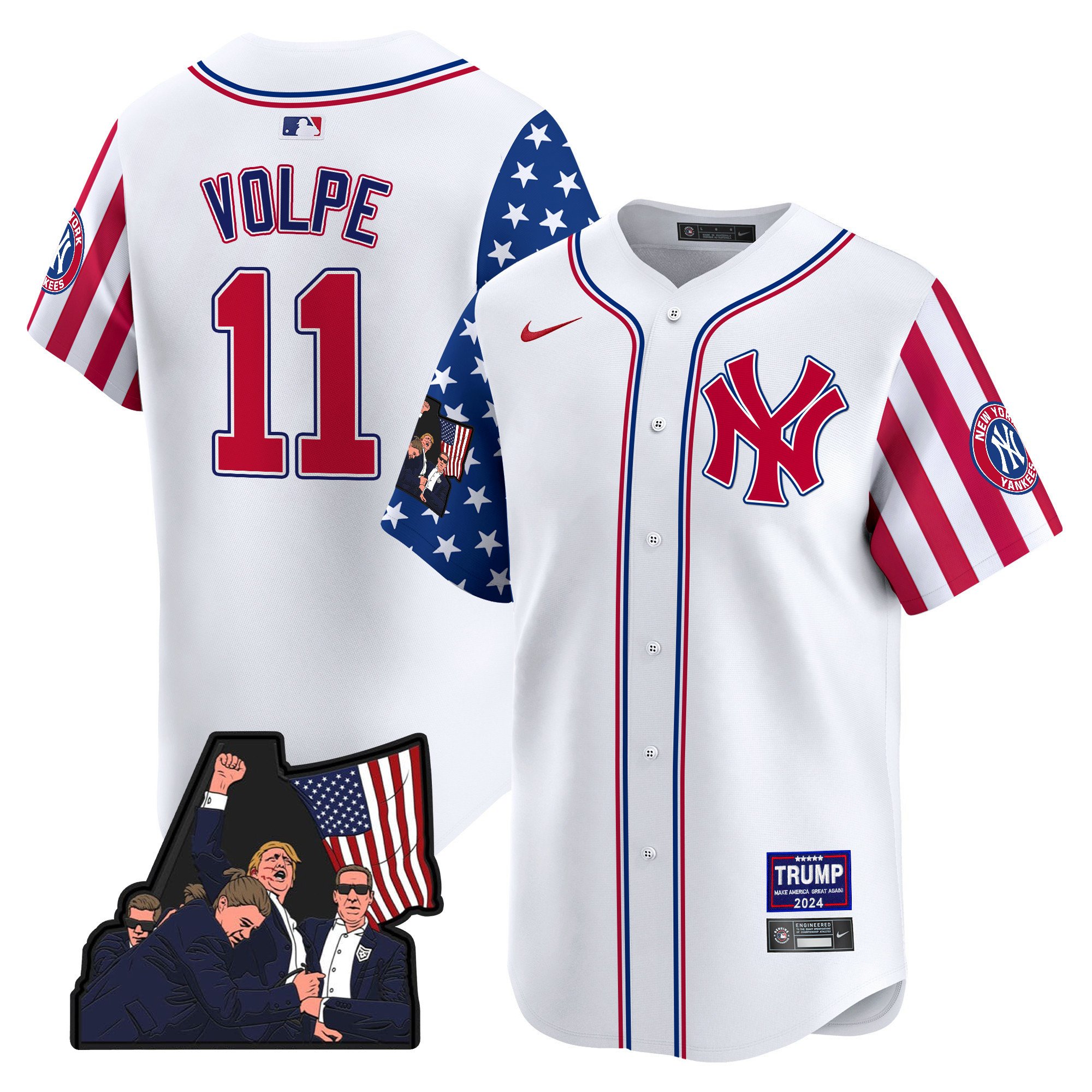 Men's Anthony Volpe New York Yankees Make American Great Again Vapor Premier Limited White Jersey - All Stitched