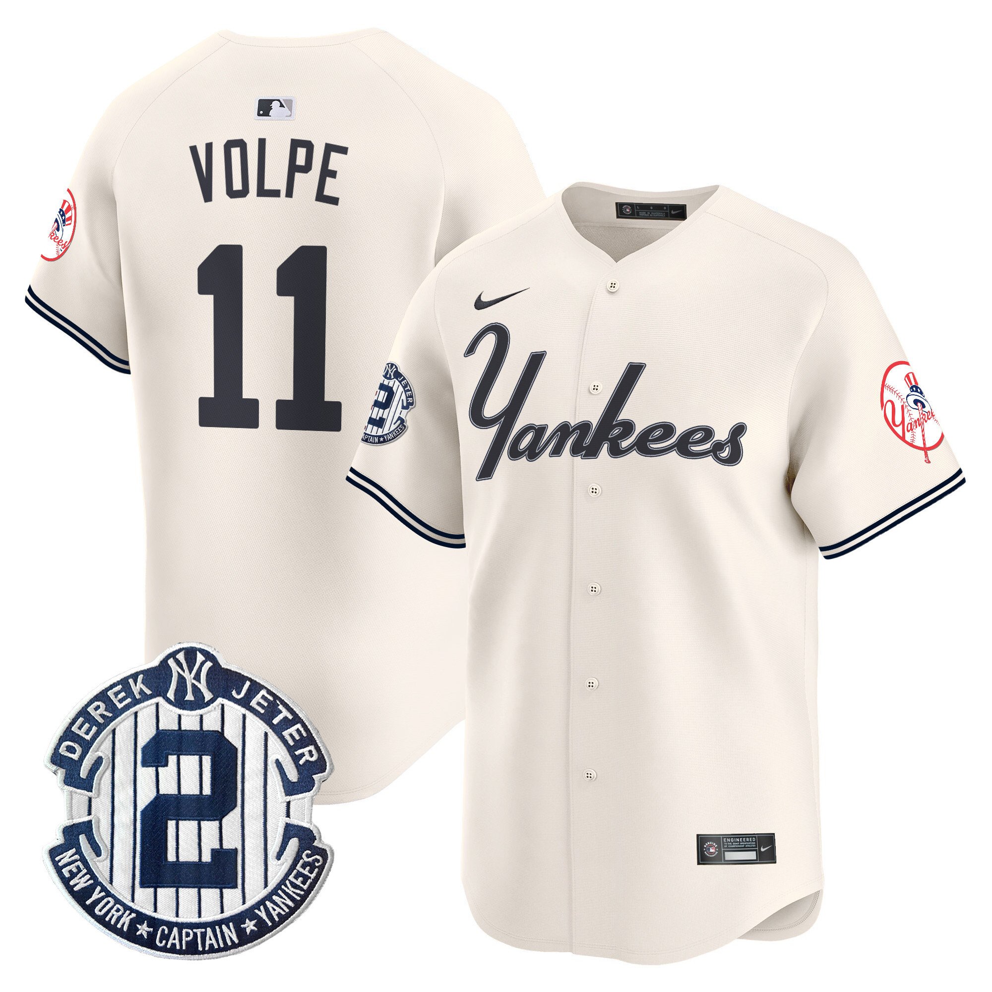Men's Anthony Volpe New York Yankees Throwback Vapor Premier Limited Cream Jersey - All Stitched