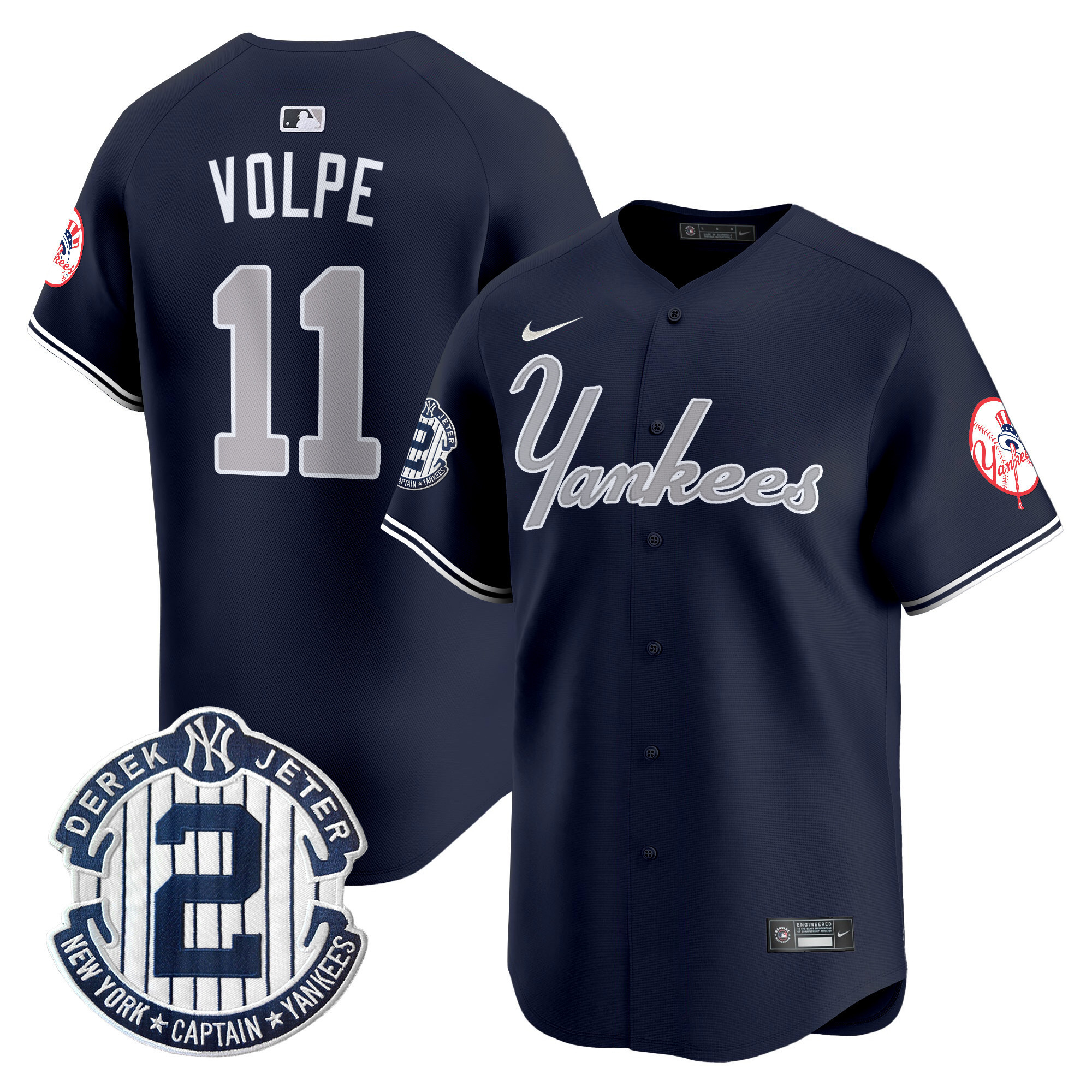 Men's Anthony Volpe New York Yankees Throwback Vapor Premier Limited Navy Jersey - All Stitched
