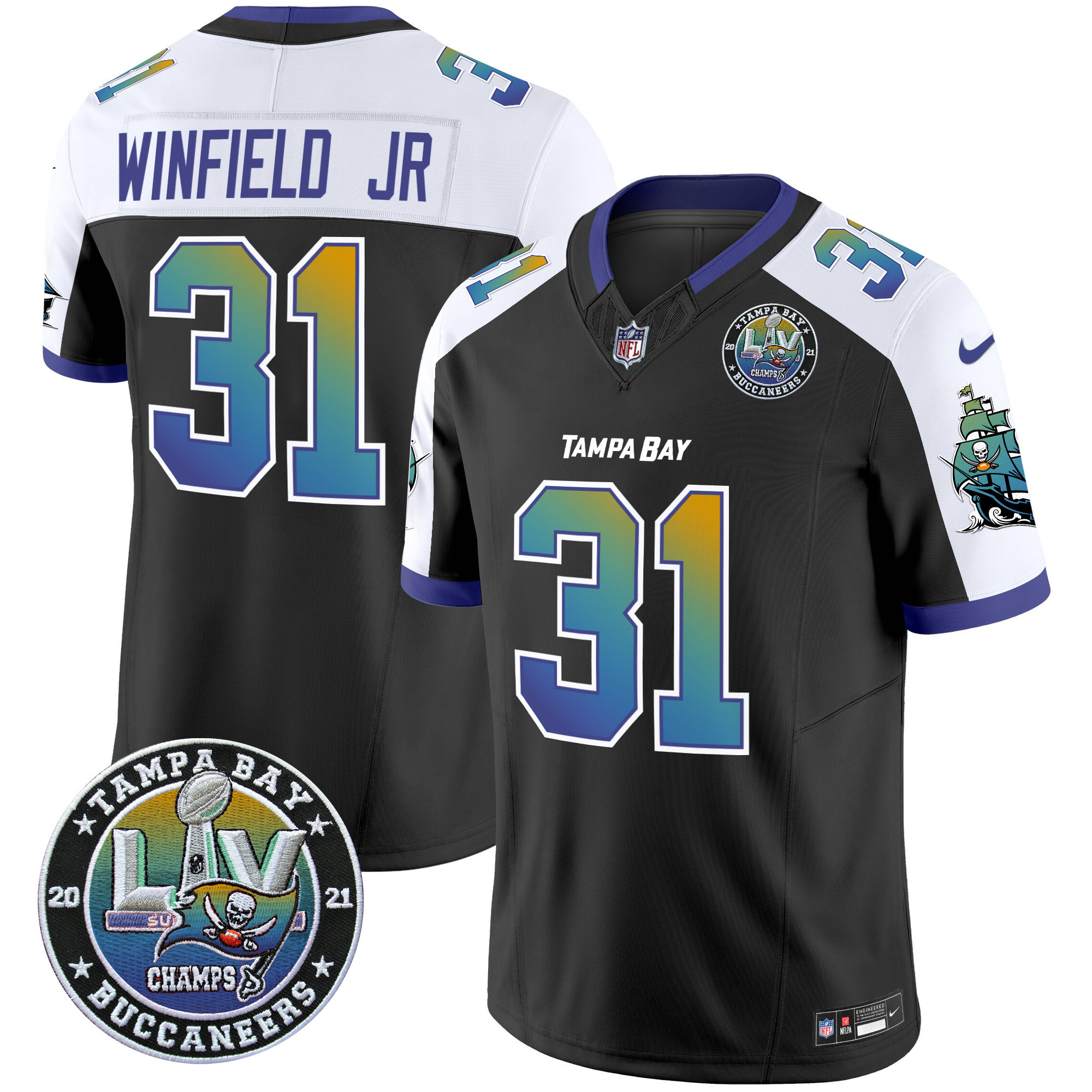 Men's Antoine Winfield Jr. Tampa Bay Buccaneers "Tampa City" Super Bowl LIV Patch Vapor Limited Alternate Jersey - All Stitched
